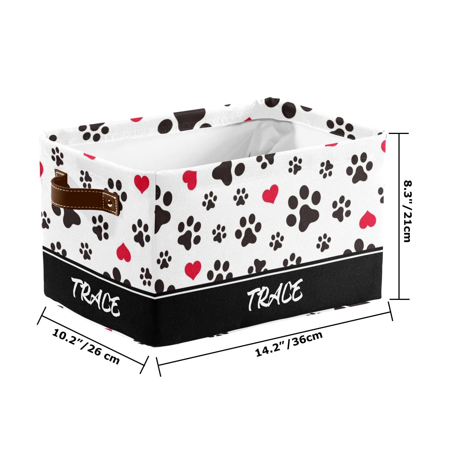 Personalized Dog Paw Love Hearts Storage Bins - 4 Pack Durable Cube Organizers with Handles for Shelves, Wardrobe, Nursery & Toy Storage | Perfect for Pet Lovers' Home Organization