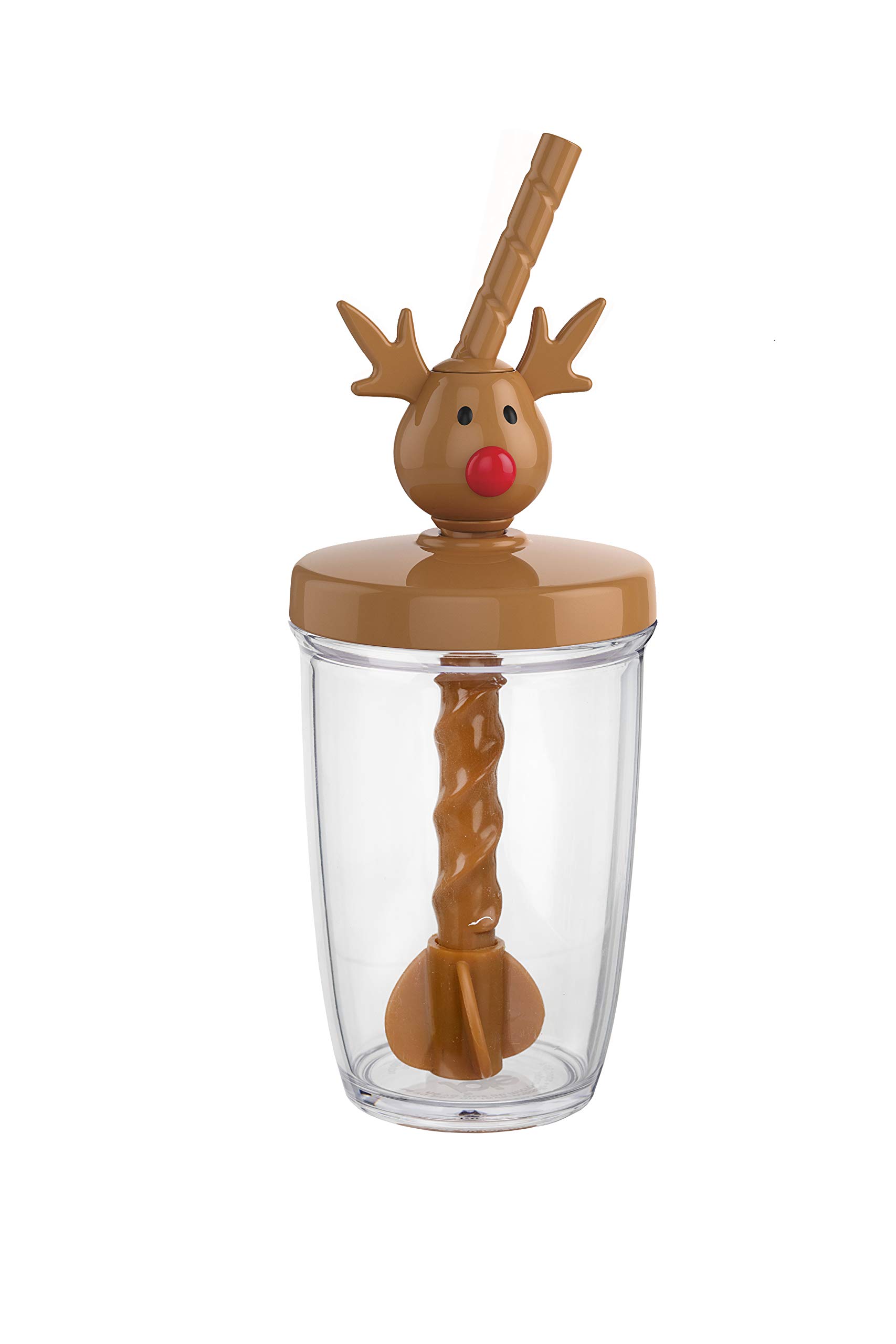 Joie Christmas Reindeer Milk Mixer - Plastic Kitchen Gadget for Holiday Baking & Hot Chocolate Making | Festive Drink Stirrer for Christmas Parties & Family Gatherings