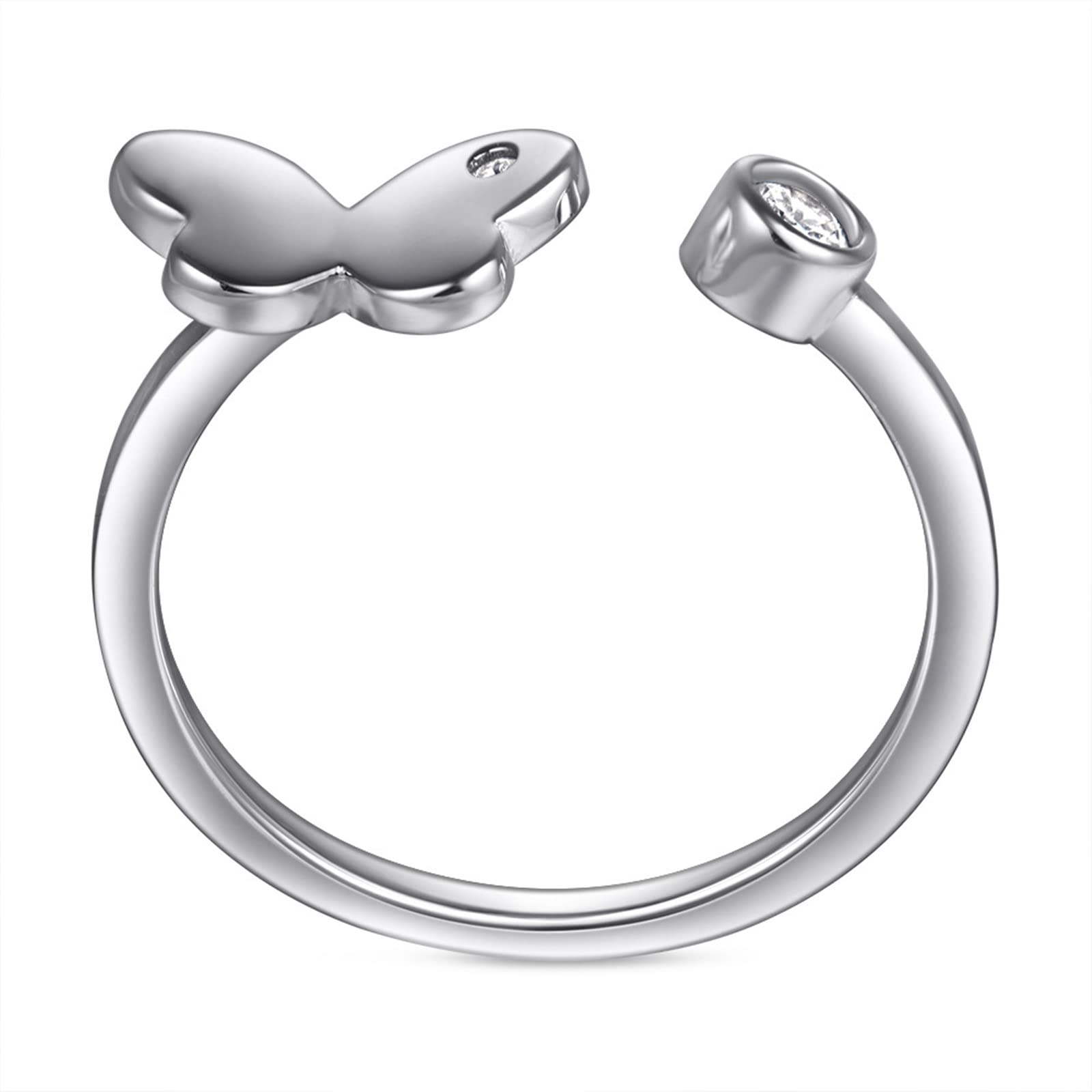 925 Sterling Silver Women's Promise Rings with 3MM Cubic Zirconia - Butterfly Open Round Ring for Girlfriend, Anniversary, Valentine's Day Gift - Perfect for Engagements, Weddings & Special Occasions