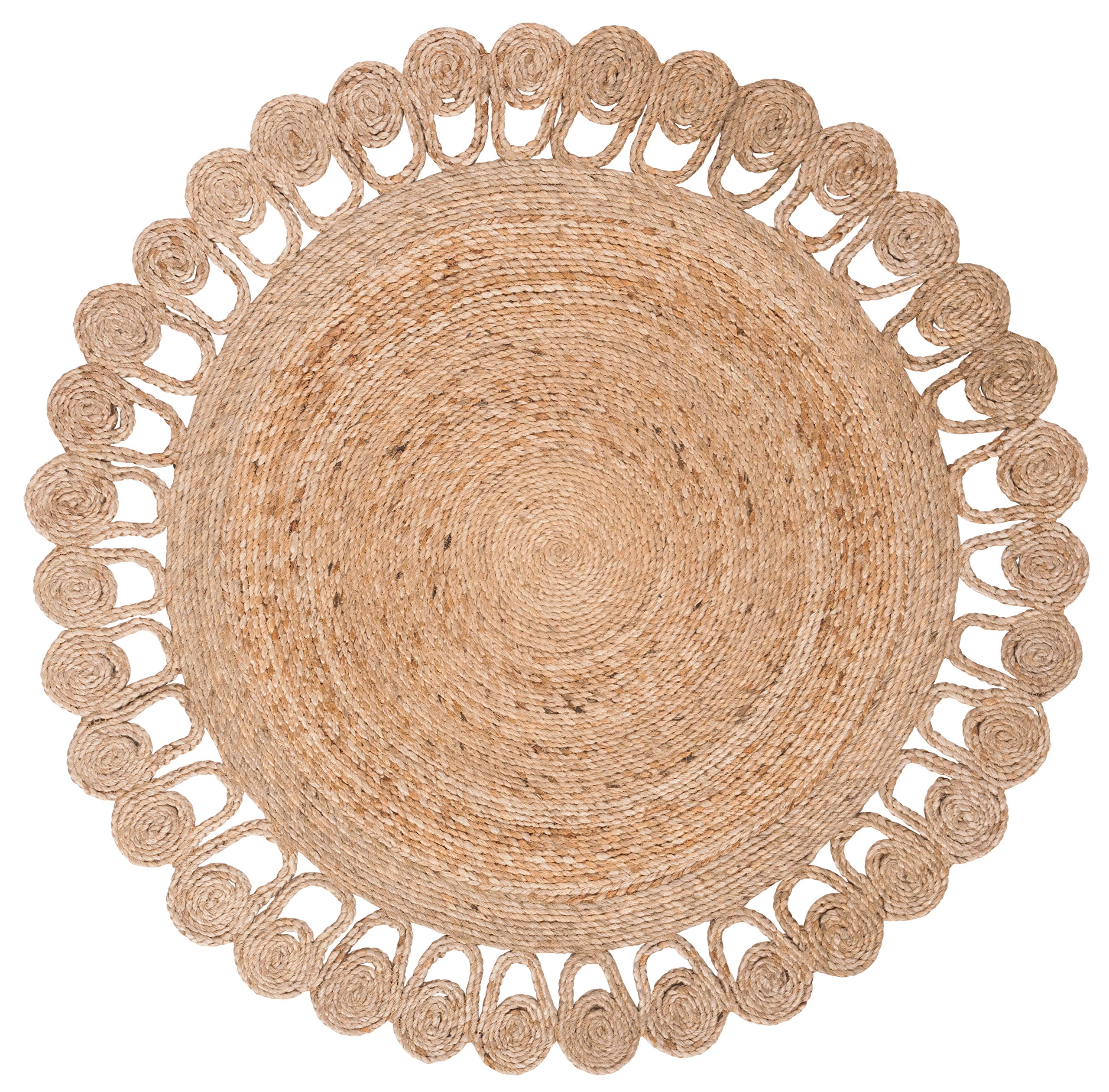 SAFAVIEH Natural Fiber Collection Handmade Jute Area Rug - 9' Round, Boho Country Charm, Ideal for High Traffic Living Room & Bedroom (NFB252A) | Perfect for Farmhouse Decor, Cozy Home Accents & Bohemian Style Interiors