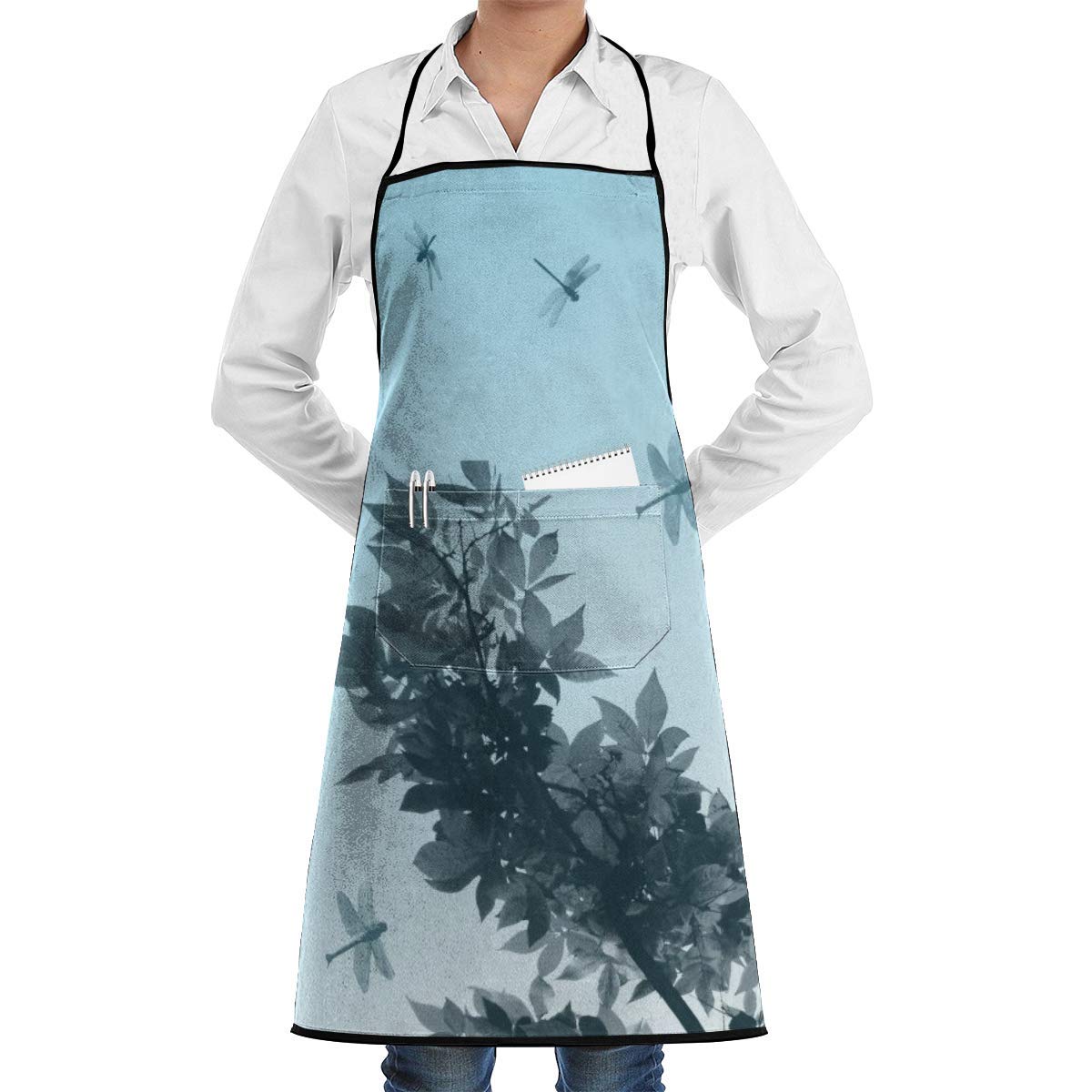 Dragonfly Desktop Kitchen Apron for Waiter or Server, 1 Pocket, Black, Durable Cooking & Crafting Apron, Unisex Restaurant & Home Kitchen Fashion Apron for Men & Women, Perfect for Cooking, Baking, and DIY Crafts