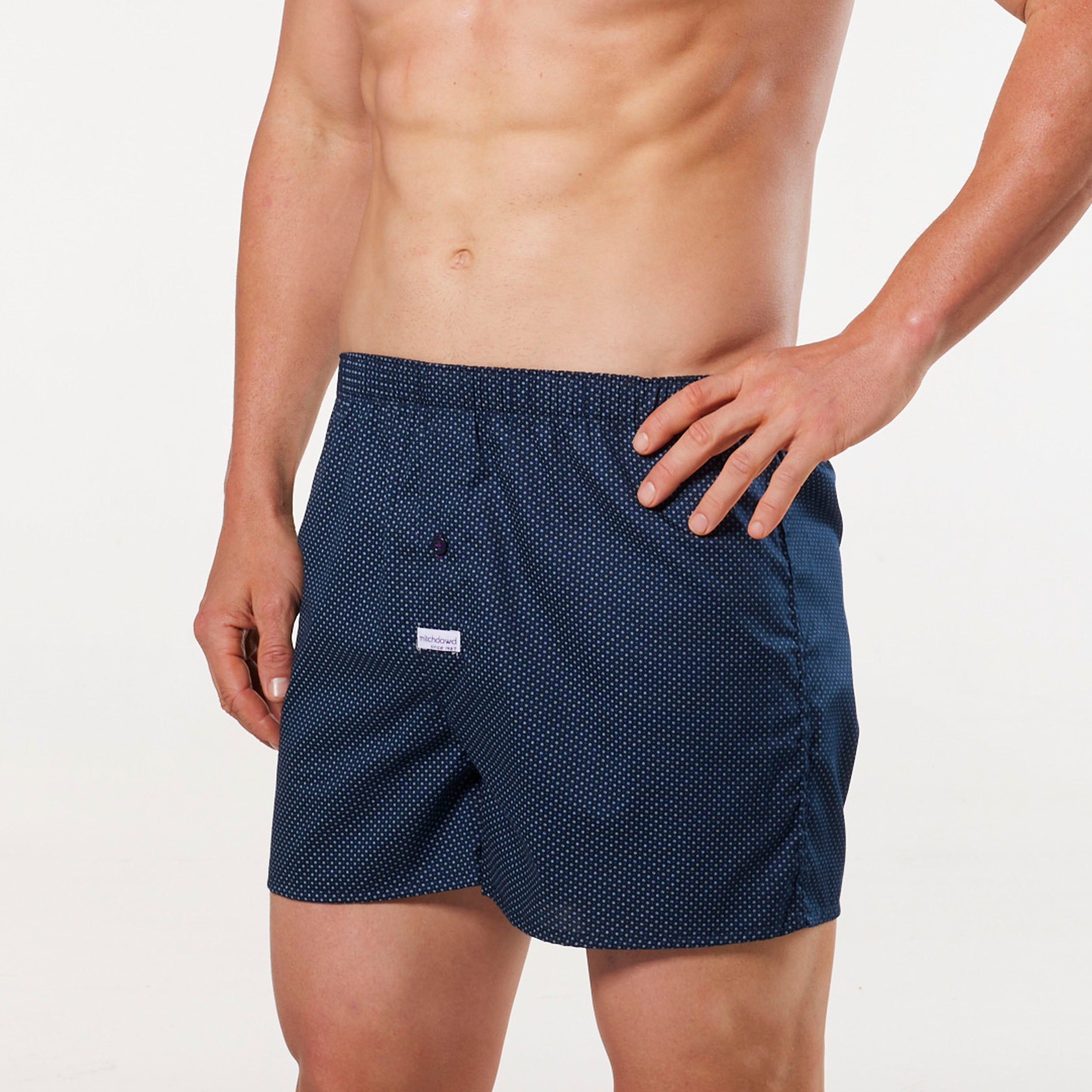Men's Coby Printed Cotton Boxer Shorts - Navy Blue Underwear for Sleep & Lounge | Soft Breathable Comfort