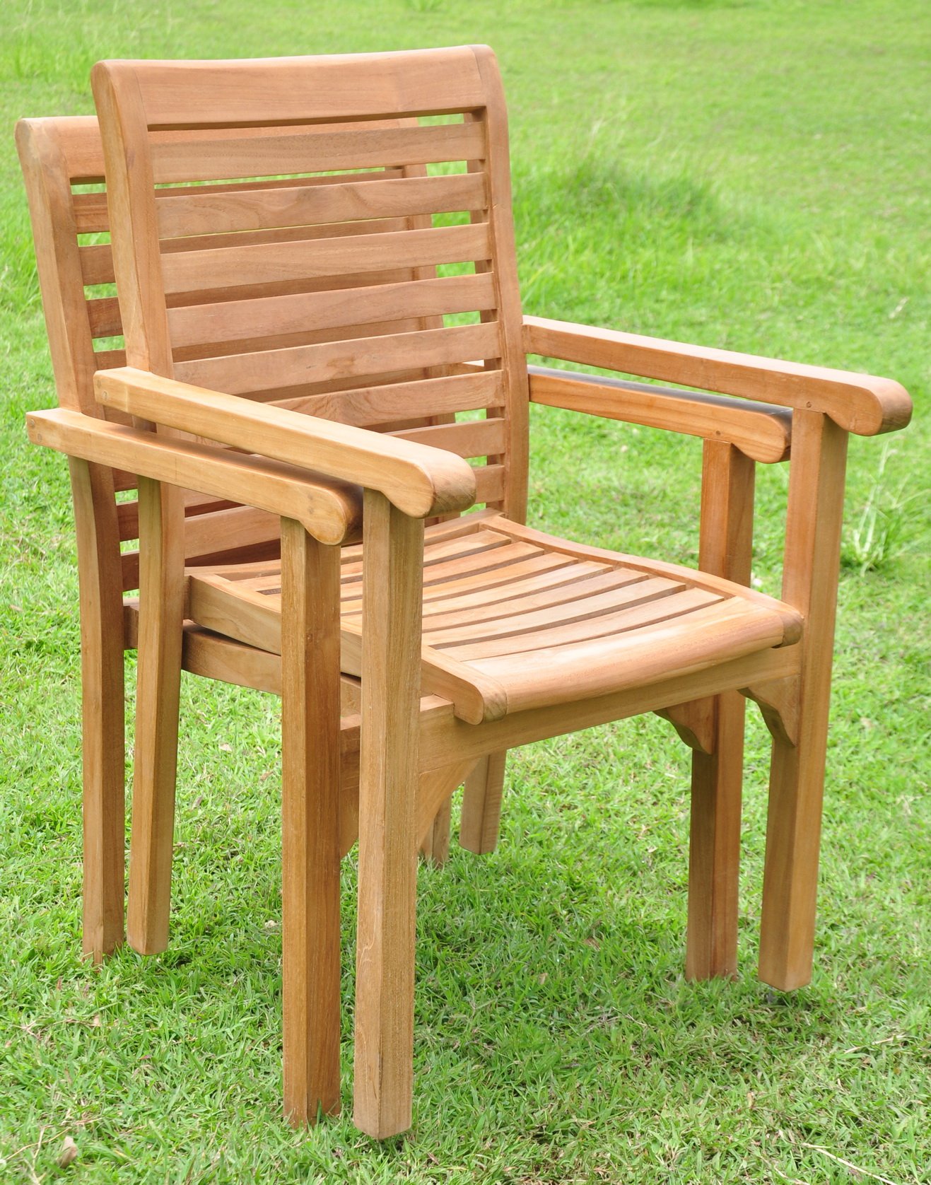 Premium Hari Stacking Dining Captain Arm Chair - Outdoor Patio Furniture, Grade-A Teak Wood, Weather-Resistant, Space-Saving Design - Perfect for Backyard, Garden, Poolside & Restaurant Seating #WFDCARHR