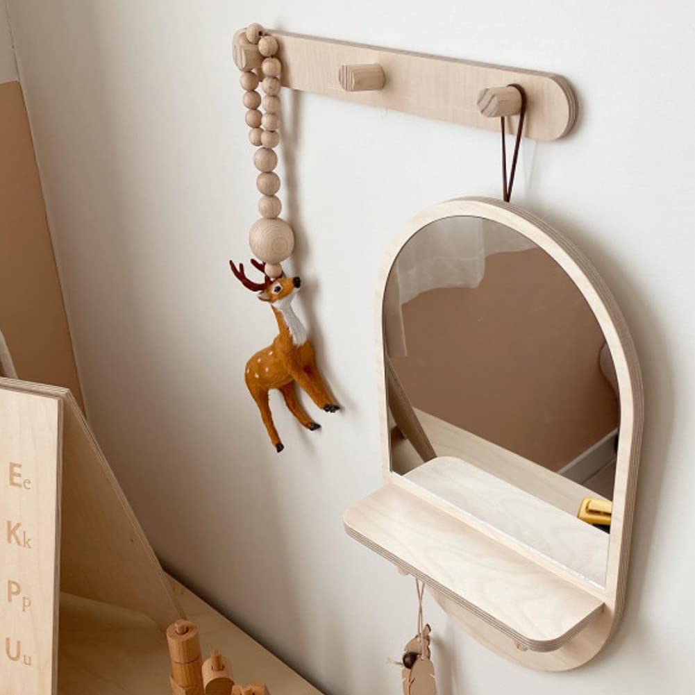 Modern Framed Bathroom Vanity Mirror with Shelf & 2 Hooks - 18.12 Inch Wall Mount Makeup Mirror for Bathroom, Bedroom, Living Room & Entryway - Perfect for Grooming, Decor & Small Space Organization