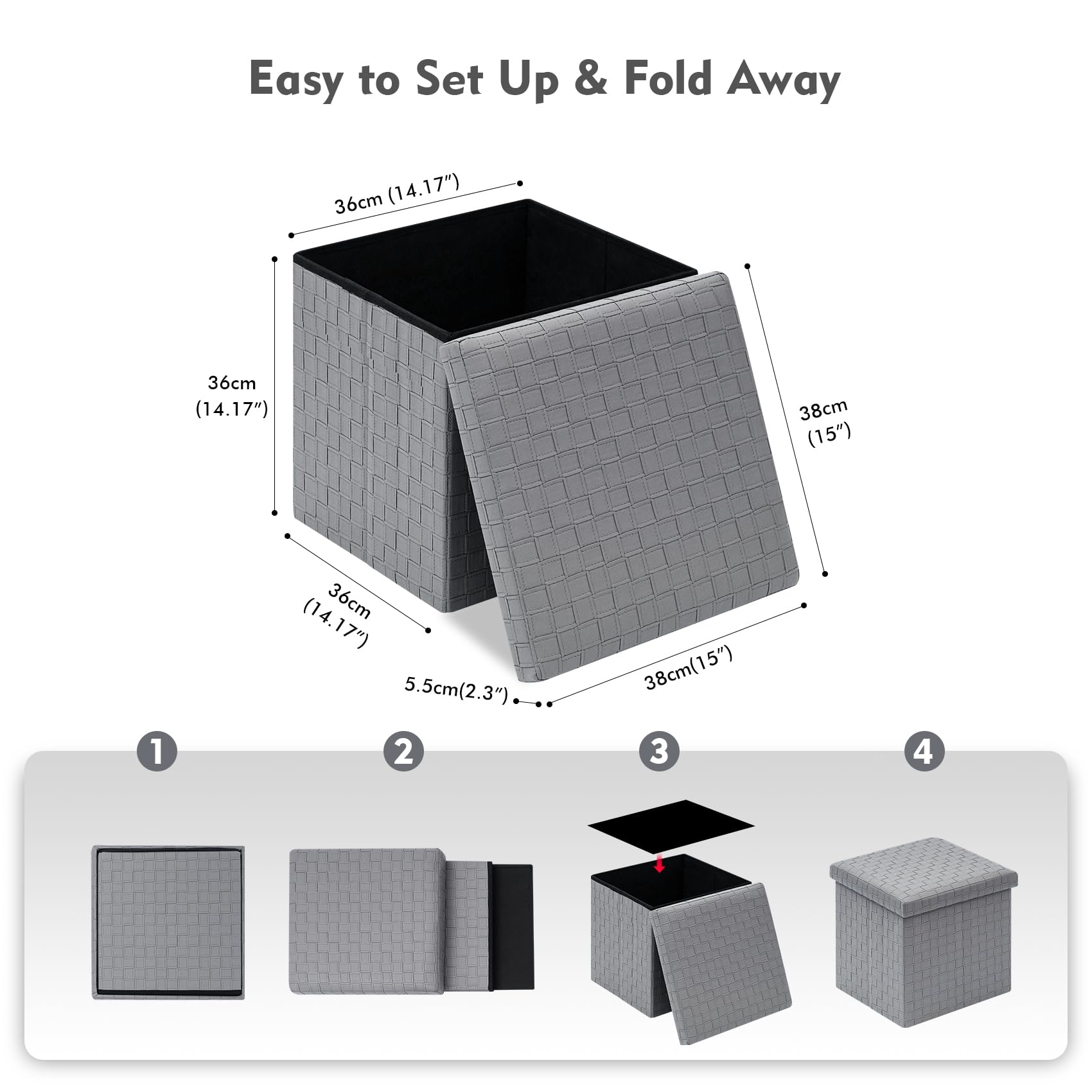 Faux Leather Storage Ottoman with Removable Lid - 15