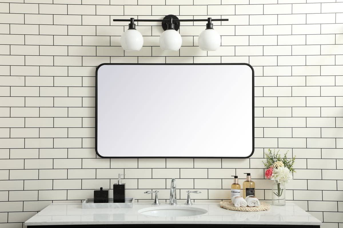 Elegant Brass Rectangular Mirror 24x40 - Home Decor & Bathroom