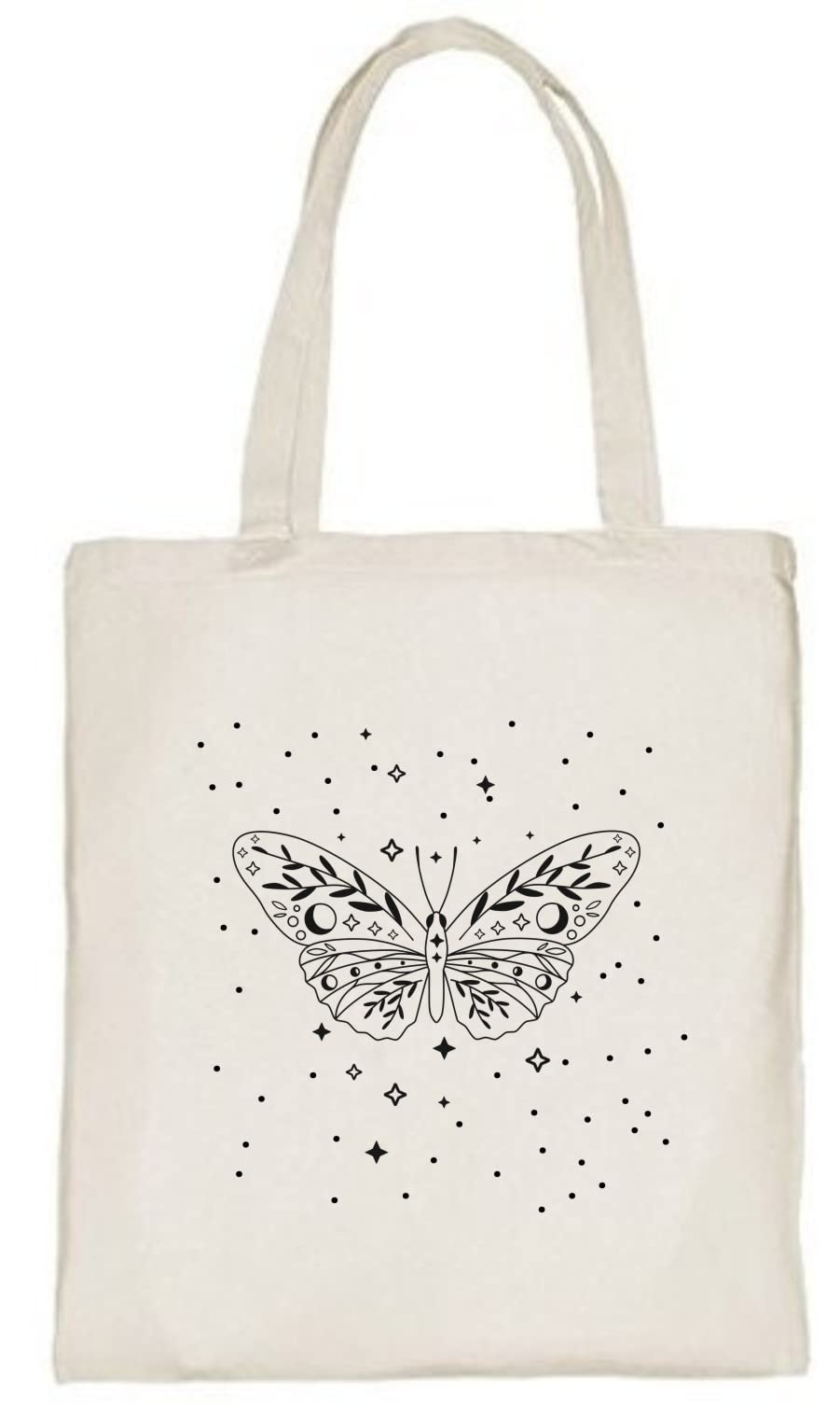 Delhi Printing Co. Butterfly Print Cotton Canvas Tote Bag - Durable Reusable Shopping Bag for Women & Girls | Stylish Eco-Friendly Handbag for Groceries, Beach, Work & Daily Use