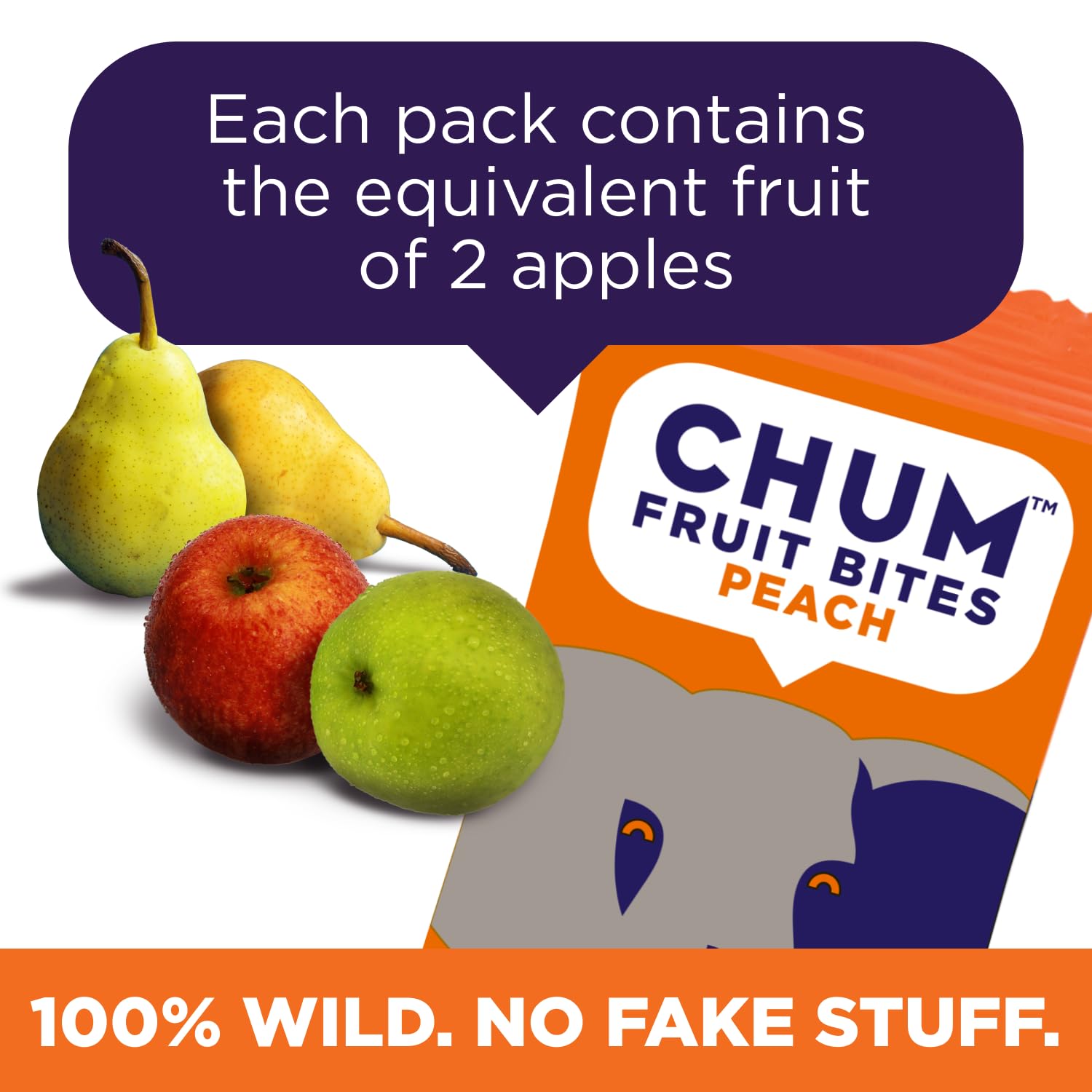 Chum Fruit Bites 100% Real Fruit Snacks - Peach Flavor, 12 Pack | Healthy Non-GMO Snacks with No Added Sugar or Preservatives | Nut-Free, Gluten-Free, Vegan, Kosher & Paleo Certified | Perfect for School Lunches, Travel & On-the-Go Snacking