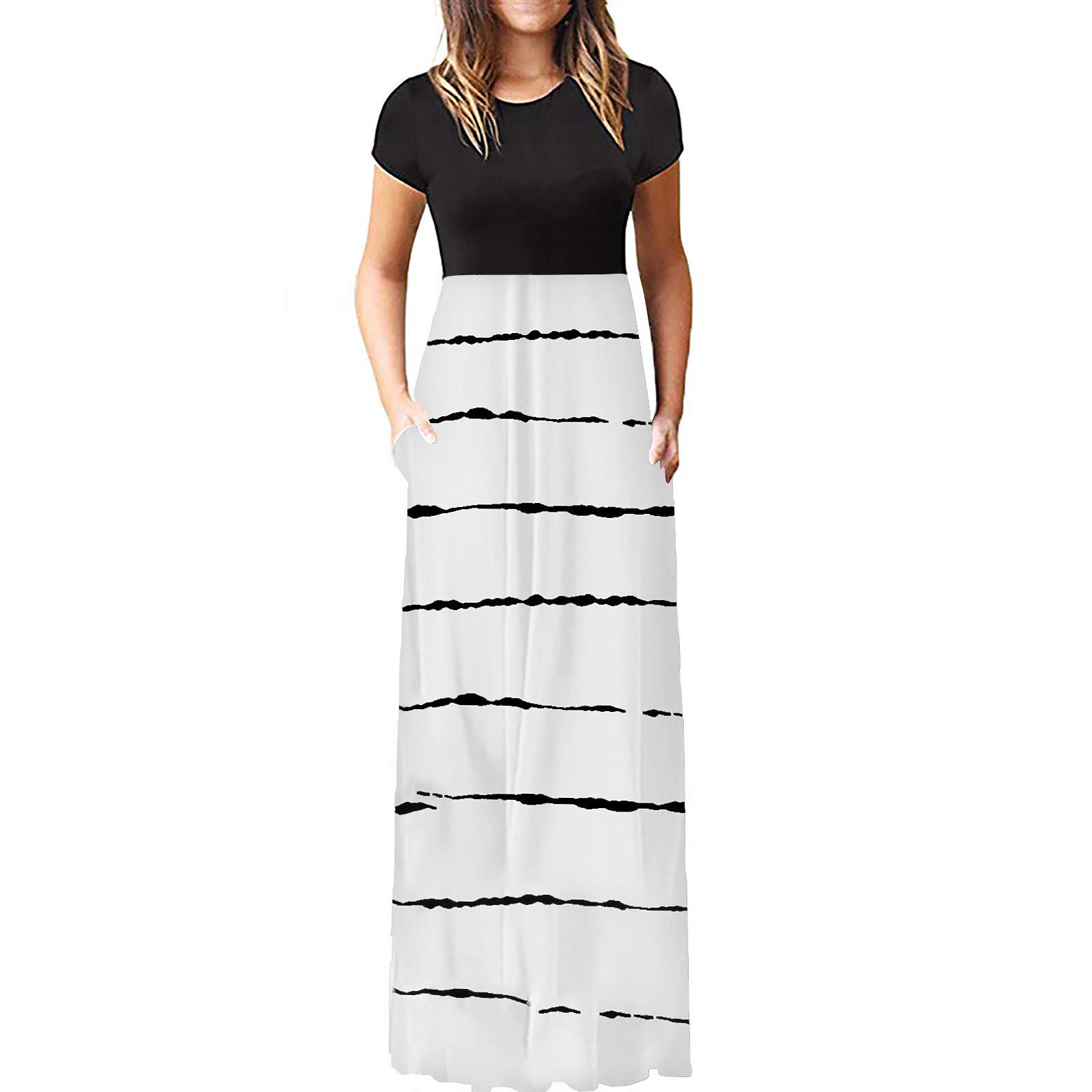 Plus Size Summer Maxi Dresses for Women - Casual Boho Beach Vacation Dress with Ruffle Short Sleeves & Pockets | Perfect for Pool Parties, Tropical Getaways & Summer Outings