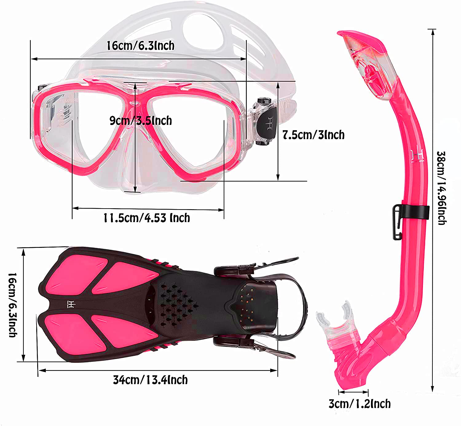 Kids Snorkel Set with Anti-Fog Diving Mask, Adjustable Swim Fins & Mesh Bag - Complete Snorkeling Gear for Children | Perfect for Pool, Beach & Ocean Adventures