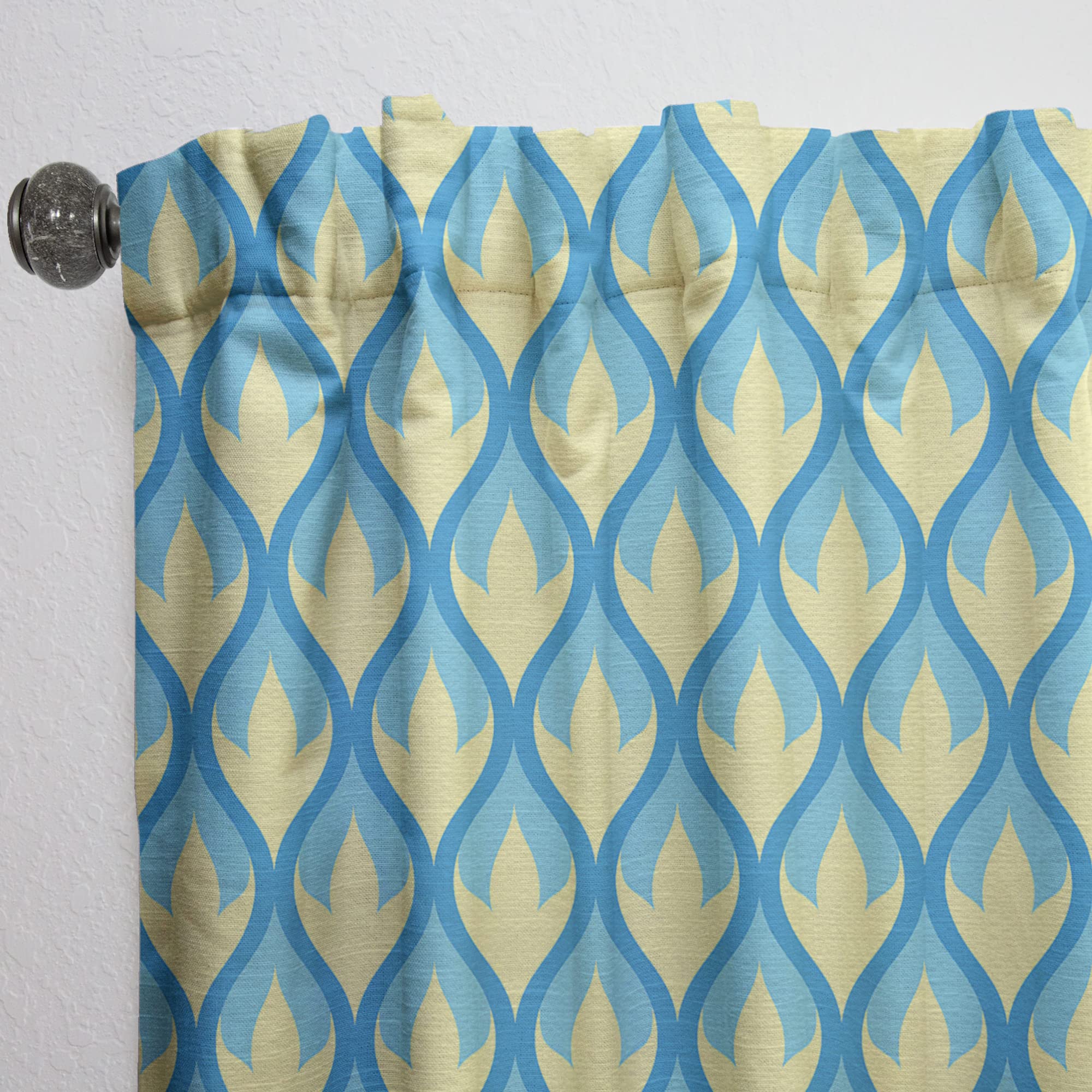Retro Abstract Design Thermal Insulated Curtains - Single Panel 52x63 Inches - Perfect for Bedroom & Living Room Drapes | Energy Saving & Stylish Home Decor