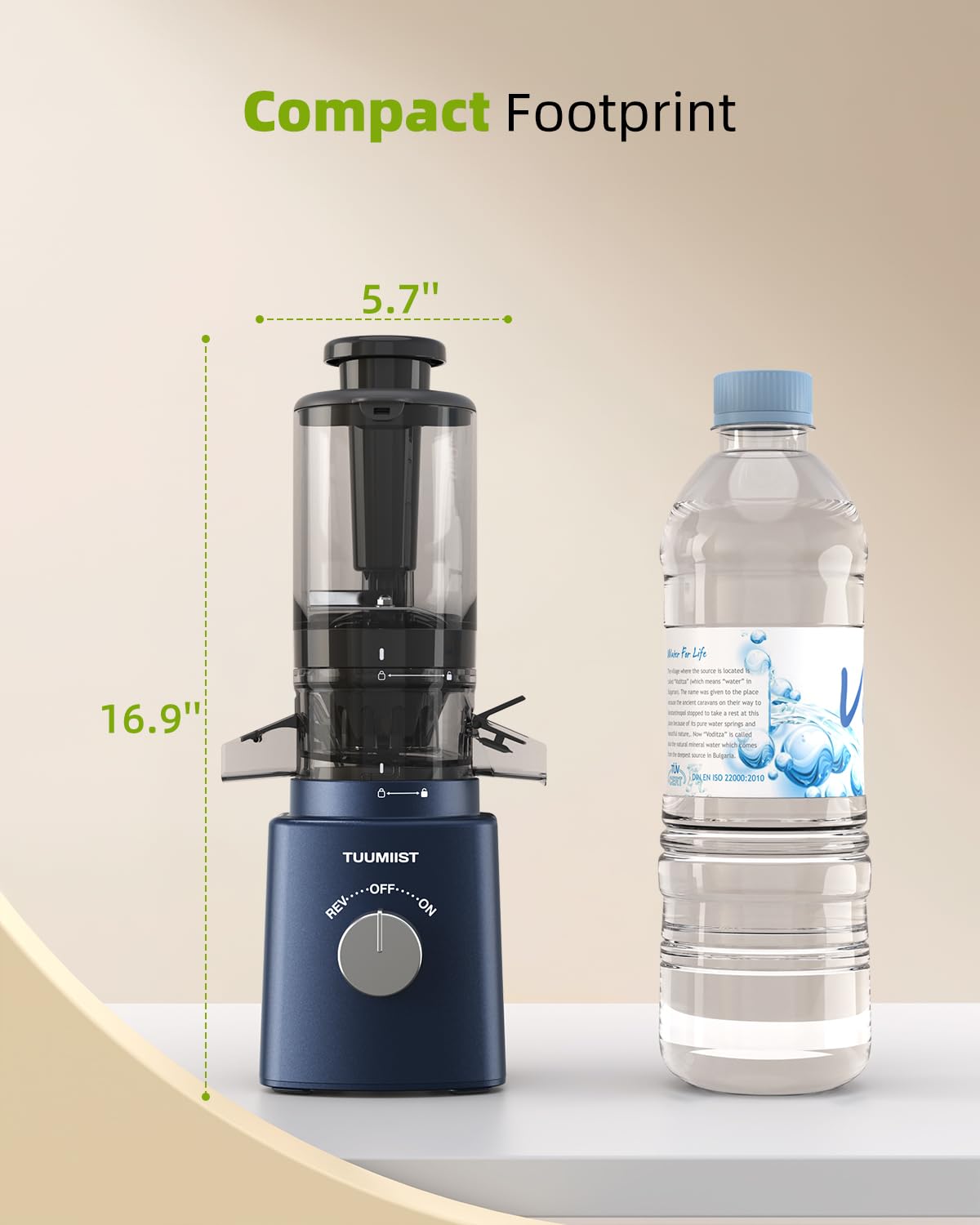 Premium Cold Press Masticating Juicer for Fruits & Vegetables - Includes 8 BPA-Free Juice Bottles, 4.25