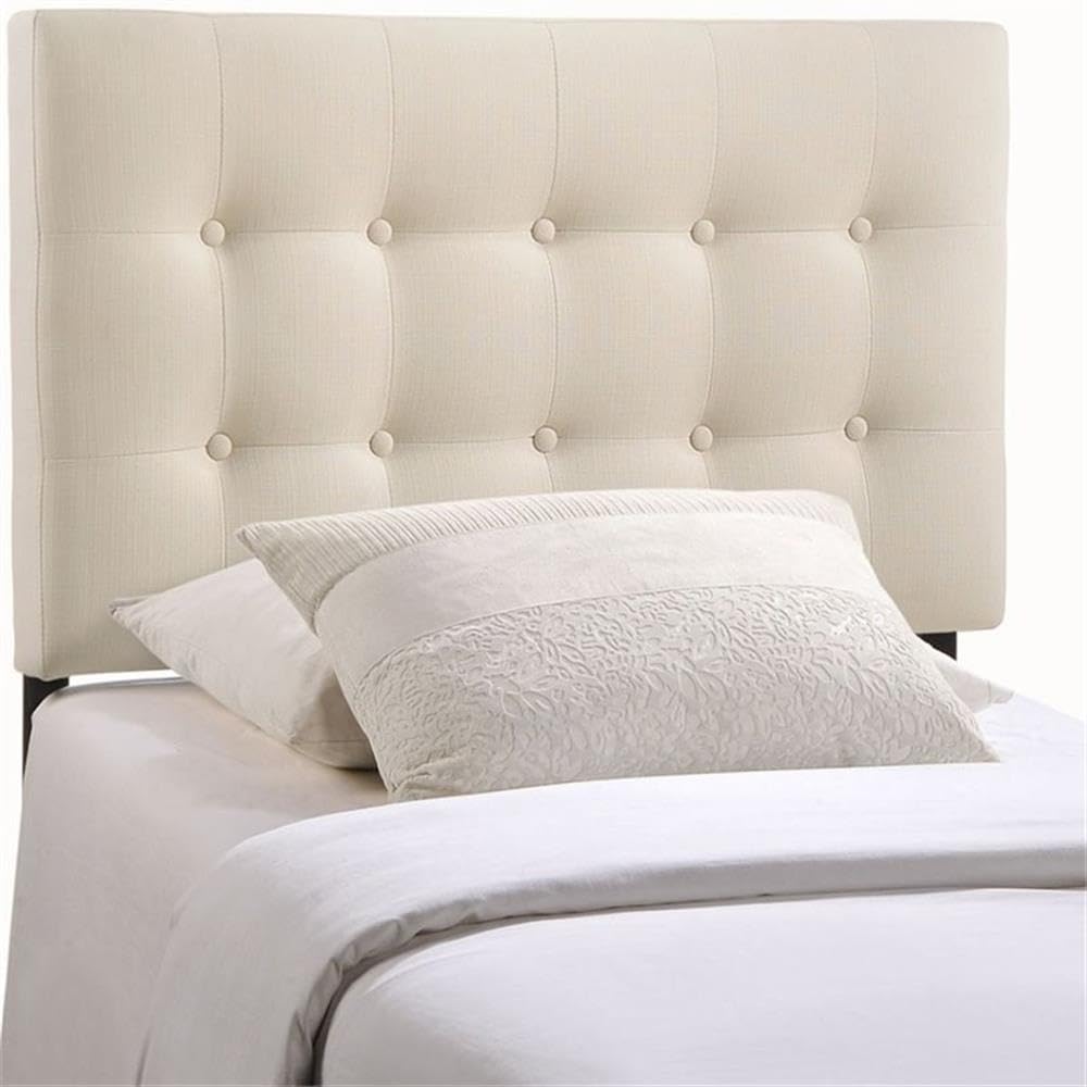 Roseberry Kids Modern Fabric Upholstered Twin Panel Headboard in Ivory - Soft Bed Headboard for Girls & Boys Room, Nursery Decor, Toddler Bed Frame Accessory (Perfect for Bedroom Makeover & Kids Room Design)