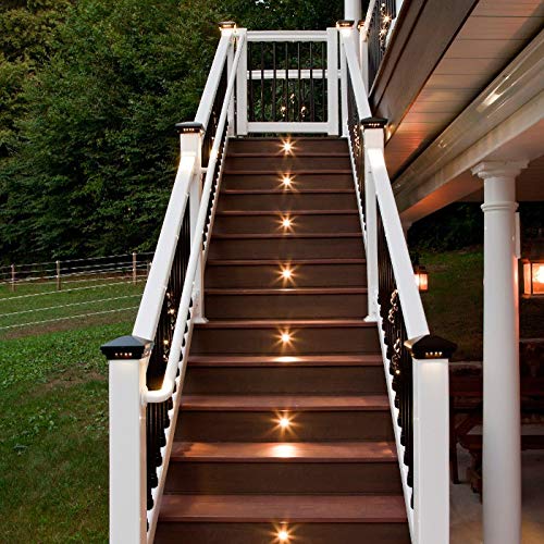 DEKOR LED Recessed Stair Lights - 4 Pack Step Lighting for Indoor & Outdoor Use (Oil Rubbed Bronze) - Perfect for Staircase, Pathway, and Deck Illumination