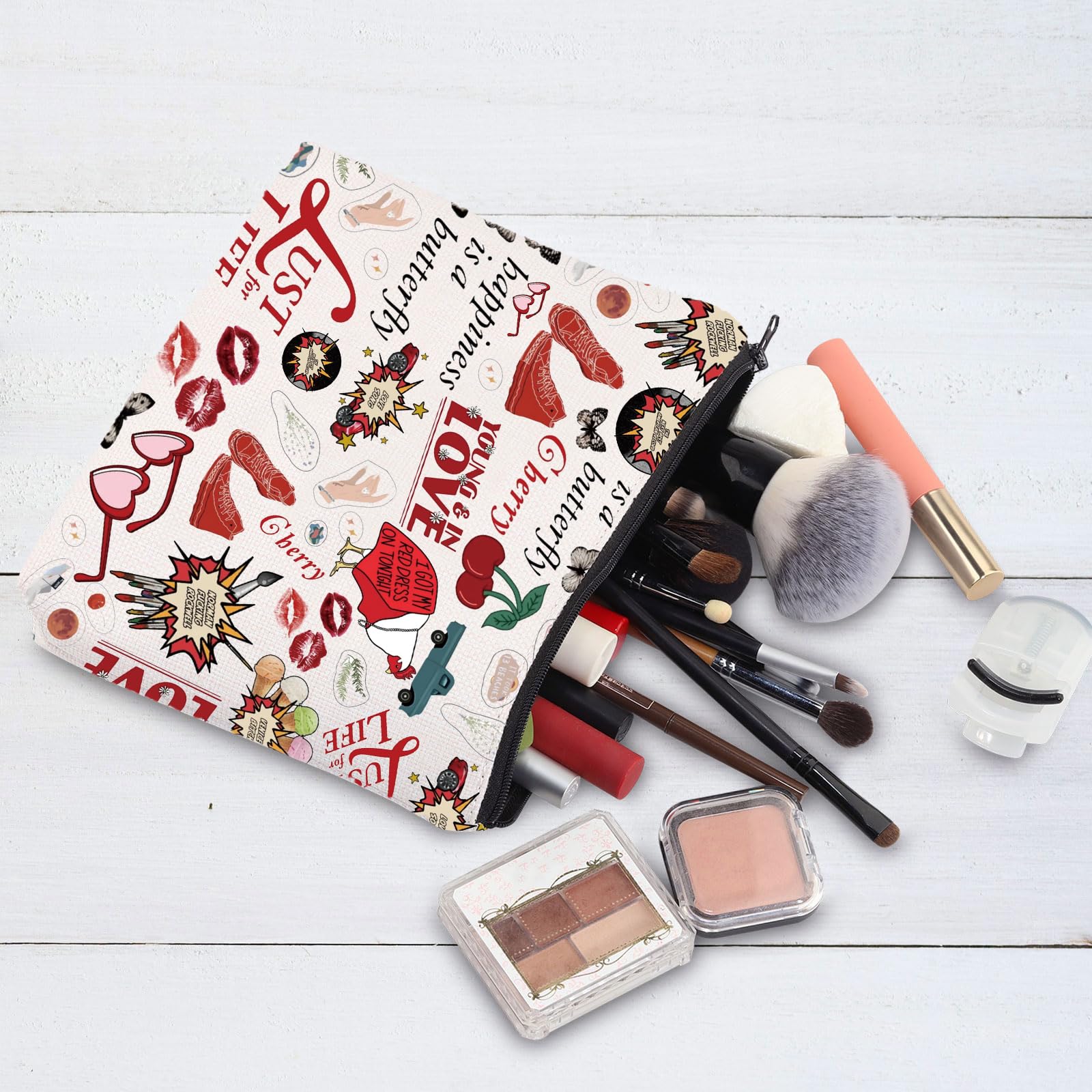 G2TUP Lana Del Rey Inspired Makeup Bag - Song Lyrics Cosmetic Pouch for Fans, Concert Merchandise & Gift (Happiness Is) - Perfect for Travel, Music Festivals & Daily Essentials Storage
