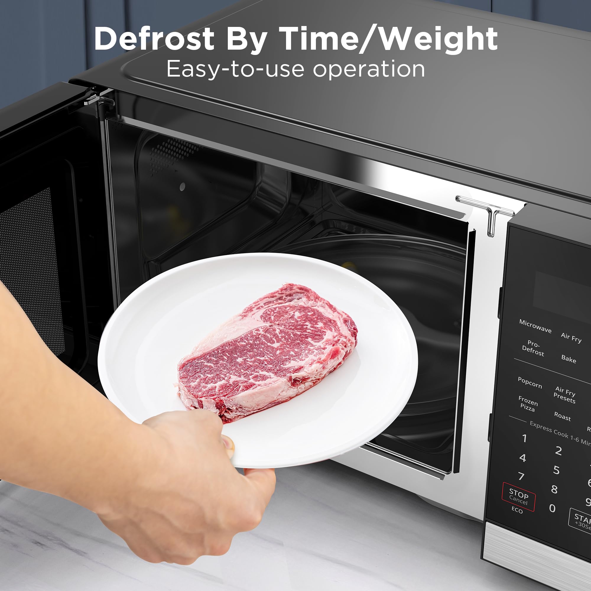BLACK+DECKER 5-in-1 Countertop Microwave Oven with Air Fryer, Combi, Bake, Roast & Convection - 0.9 cu.ft 900W Stainless Steel Kitchen Appliance with Child Lock (ES9P032NA) - Perfect for Small Kitchens, Dorms & Apartments