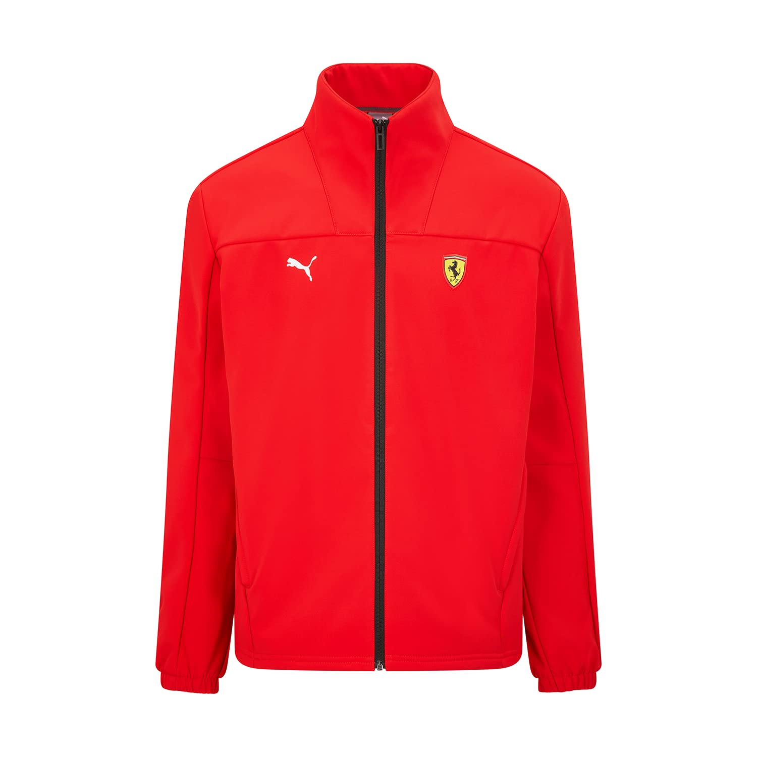 Scuderia Ferrari Puma Softshell Jacket for Men - Black/Red Windproof & Water-Resistant Racing Jacket (Small) - Perfect for F1 Racing Fans, Outdoor Sports & Casual Wear