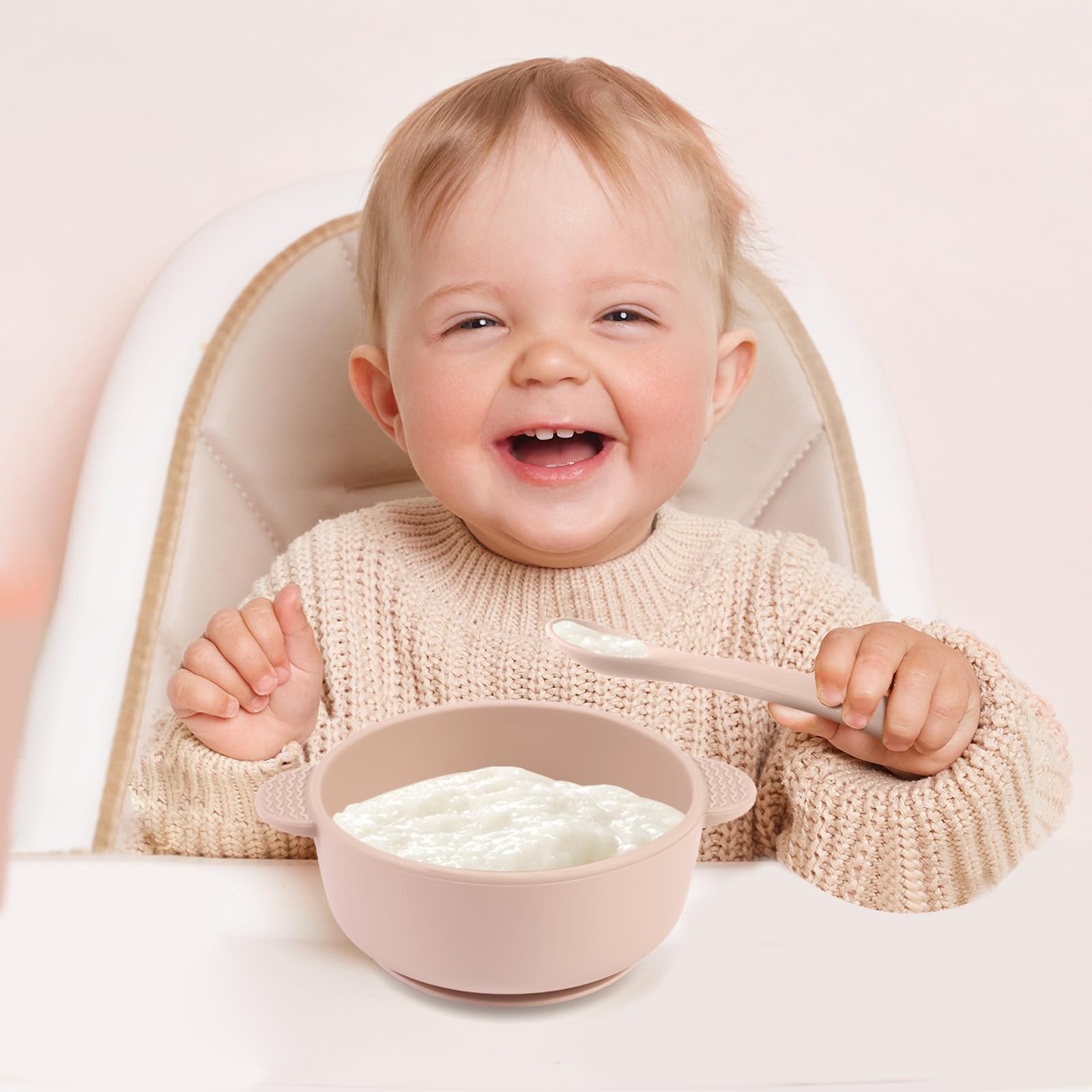 BPA-Free Silicone Baby Feeding Set - 3 Pack Suction Bowls & 3 Pack Spoons for Infants, Toddlers & Kids | Microwave & Dishwasher Safe | Perfect for Home, Travel & Daycare Use