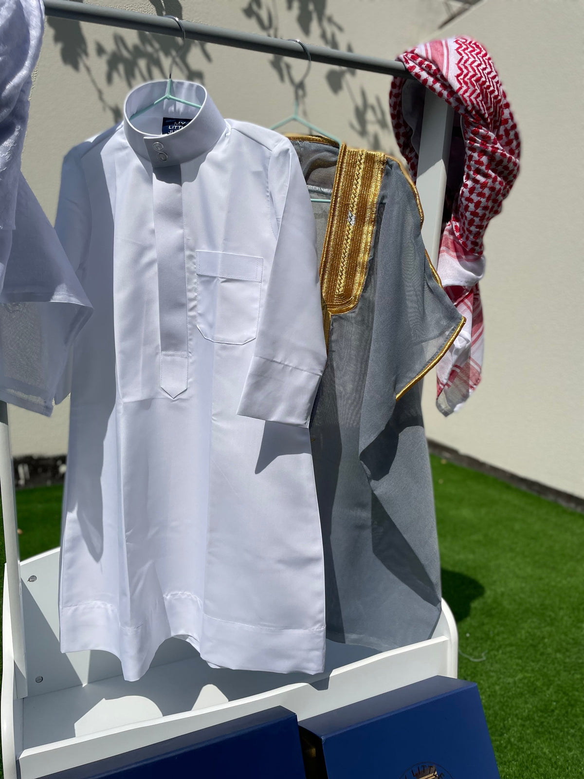 Premium Baby Boy Thobe Gift Set - Grey Bisht for 0-12 Months | 4-Piece Islamic Outfit for Newborns & Infants | Perfect for Eid, Aqiqah & Special Occasions