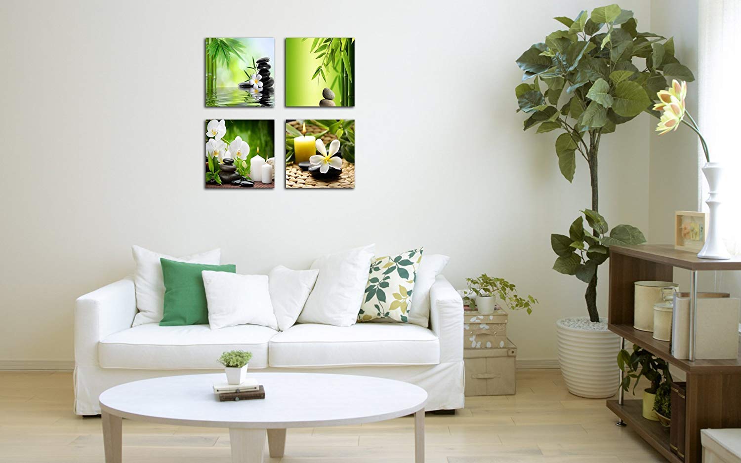 Modern 4-Panel Zen Giclee Canvas Print - Spa Wall Art for Home & Office Decor - Perfect for Living Room, Bedroom, Massage Rooms & Meditation Spaces