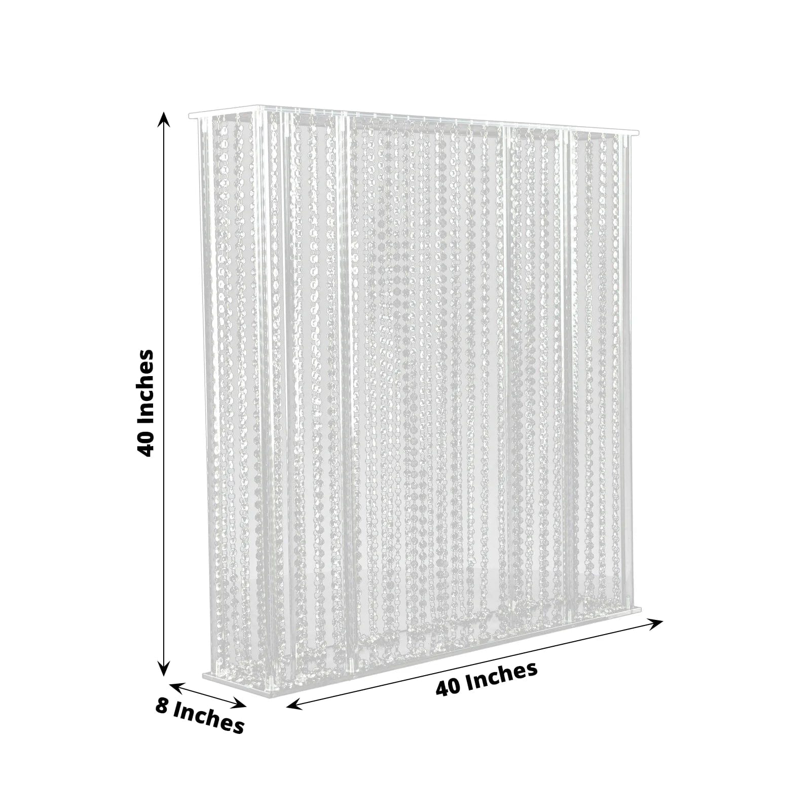 40 x 40 Inch Clear Acrylic Rectangular Centerpiece Stand with Hanging Crystal Beads - Elegant Table Decor for Weddings, Parties, and Home Decor