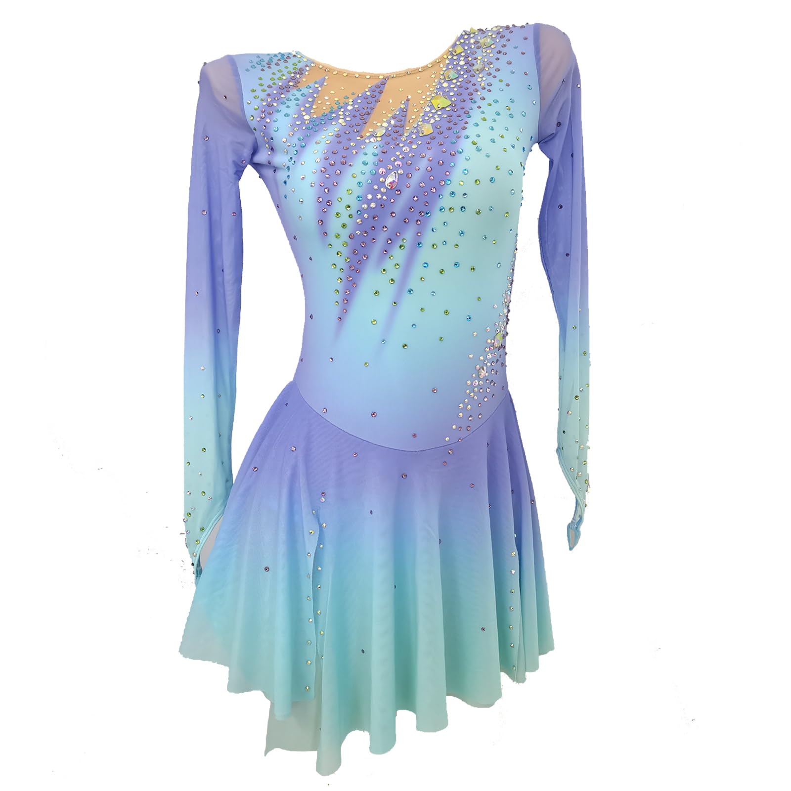 Professional Girls Figure Skating Outfit - Blue & Purple Competition & Performance Costume for Ice Shows, Recitals & Events