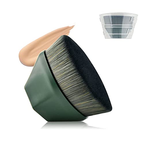 Flat Top Kabuki Makeup Brush for Flawless Foundation - Green, Perfect for Travel & Daily Use