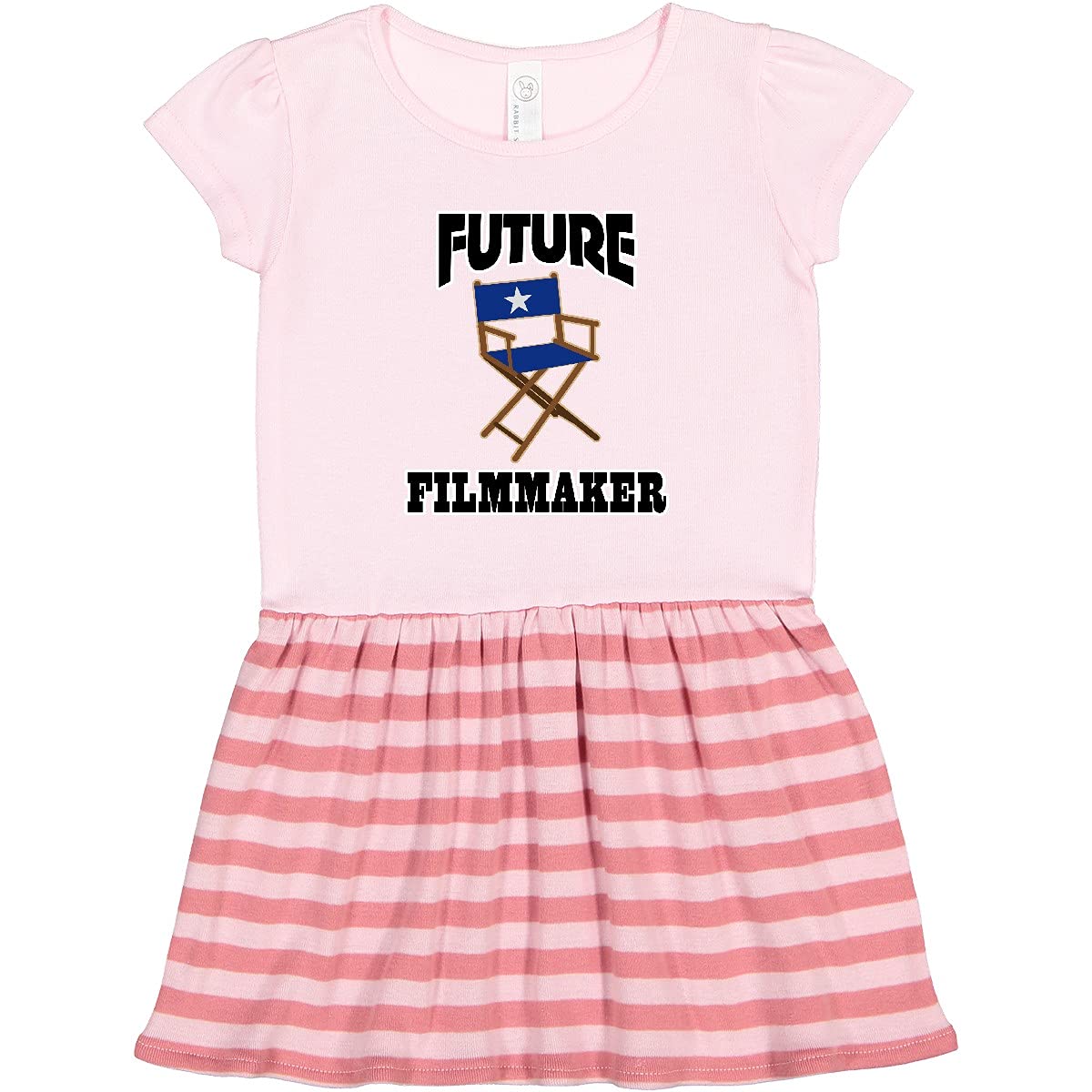 Inktastic Future Filmmaker Director Chair Toddler Dress 4T Pink Striped - Cute Baby Girl Outfit for Movie Theme Birthday Party & Photography Sessions