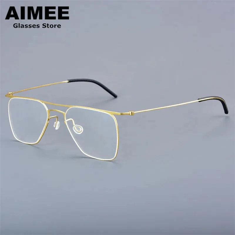 Aimee Women's Full Rim Square Double Bridge Titanium Eyeglasses Frame 55802 - Lightweight & Durable for Work, Reading & Fashion Accessories