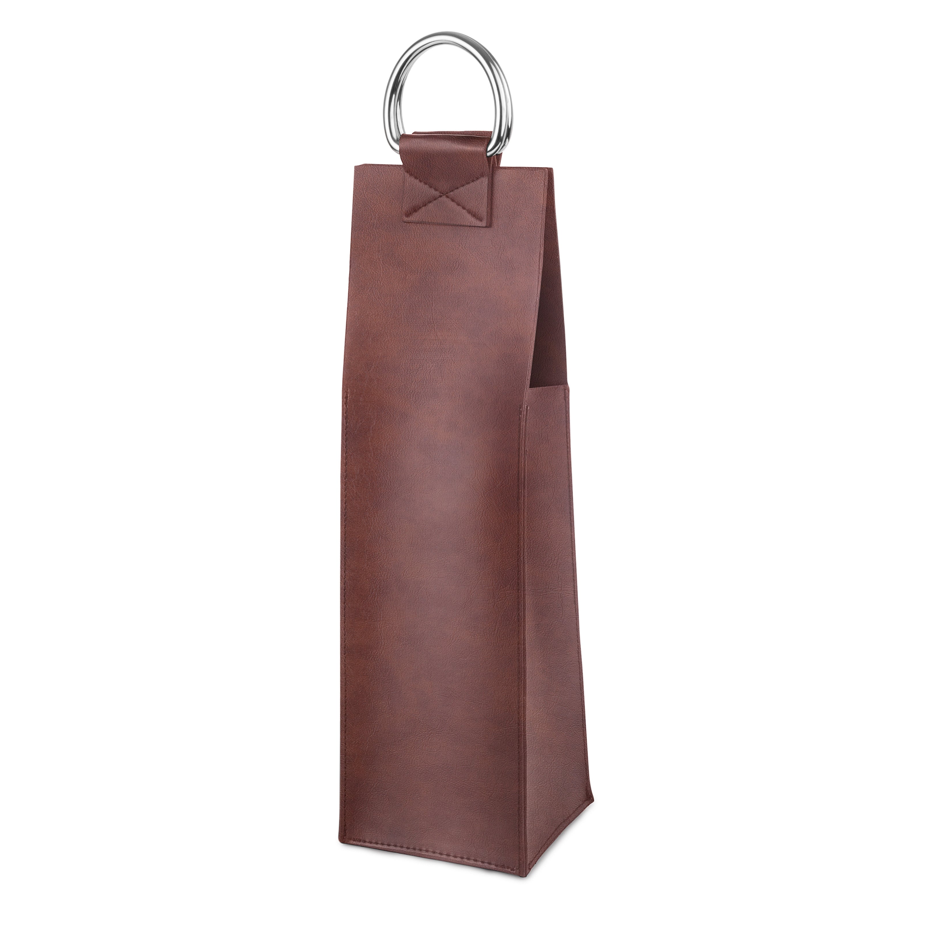 Stylish Faux Leather Wine Bottle Tote Bag - Elegant Single Bottle Carrier for Women, Perfect for Picnics, Parties & Gifts | Water-Resistant & Durable