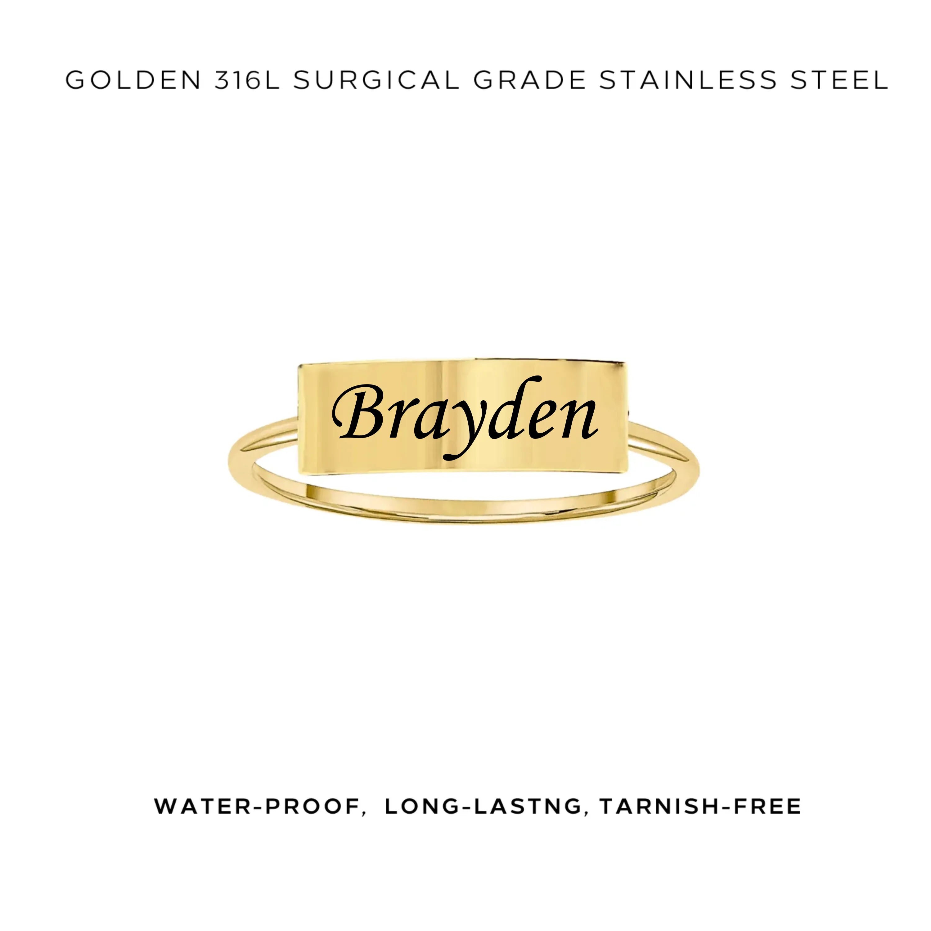 Personalized Engraved Rectangle Bar Ring - Custom Name & Date - $35.00 | Perfect for Anniversary Gifts, Wedding Bands & Couple Jewelry