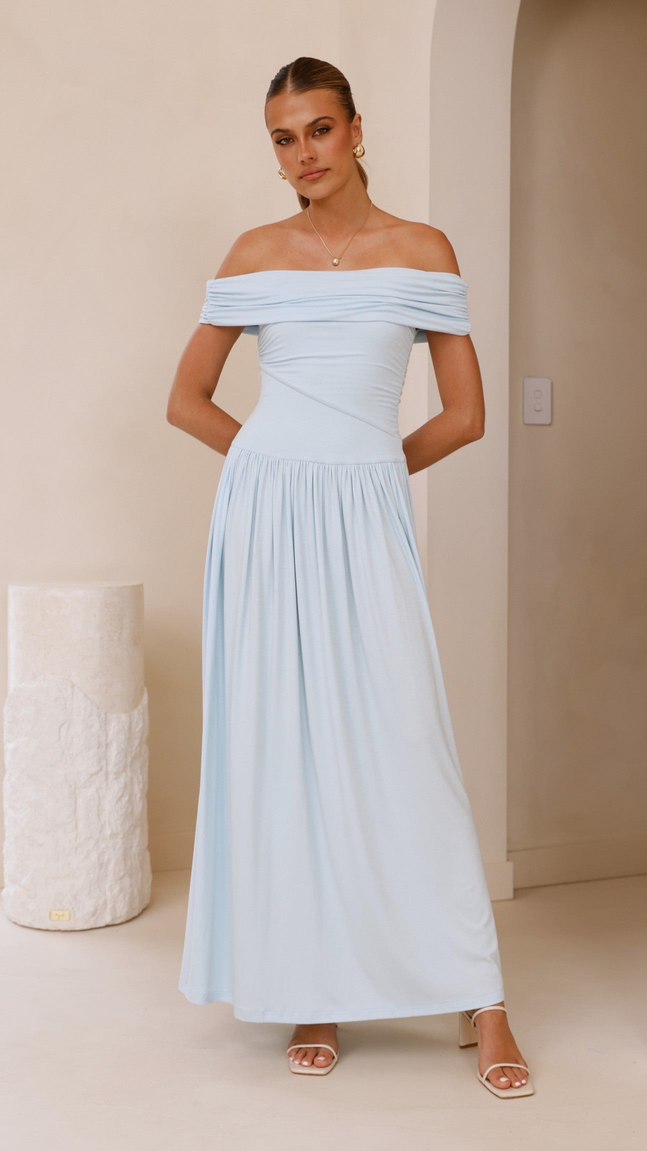 Manalla Maxi Dress for Women - Sky Blue Flowy Long Summer Dress - Perfect for Beach, Vacation & Casual Wear