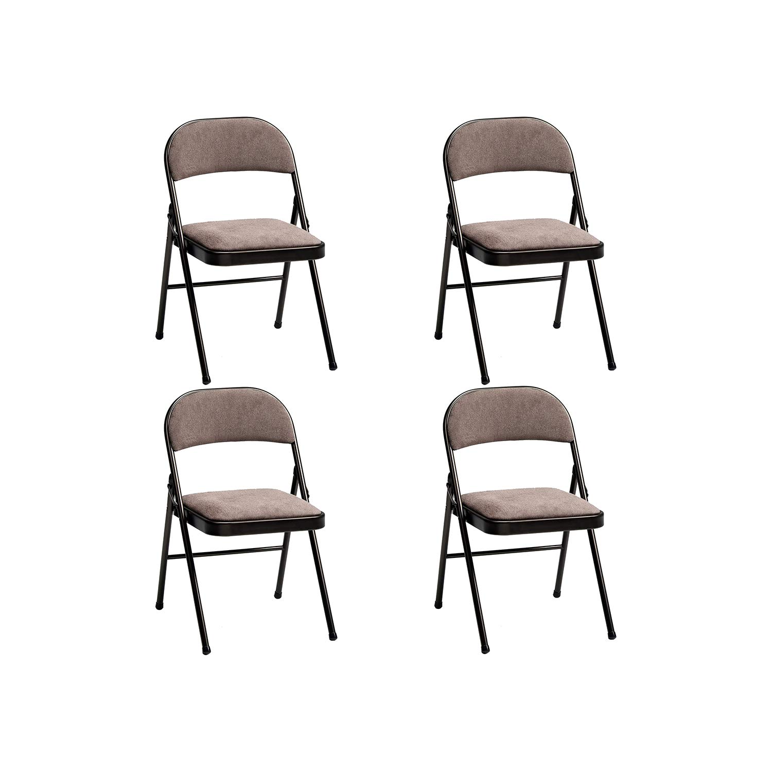 MECO 4 Pack Padded Folding Chairs with Cushioned Corrin Fabric - Comfortable Foldable Chairs in Cinnabar Red - Perfect for Indoor/Outdoor Events, Parties, Camping & Home Use