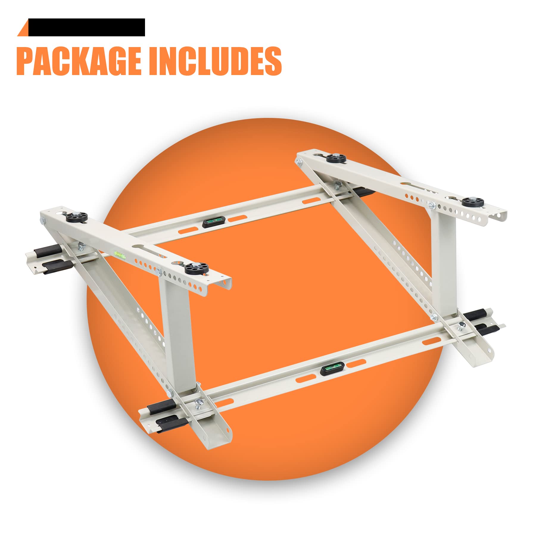 Universal Rooftop Mount Bracket for Ductless Mini Split AC/Heat Pump - Adjustable Angle Design Fits 9000-24000 BTU Condenser Units - Stable Leveling Solution for Home & Commercial HVAC Installation