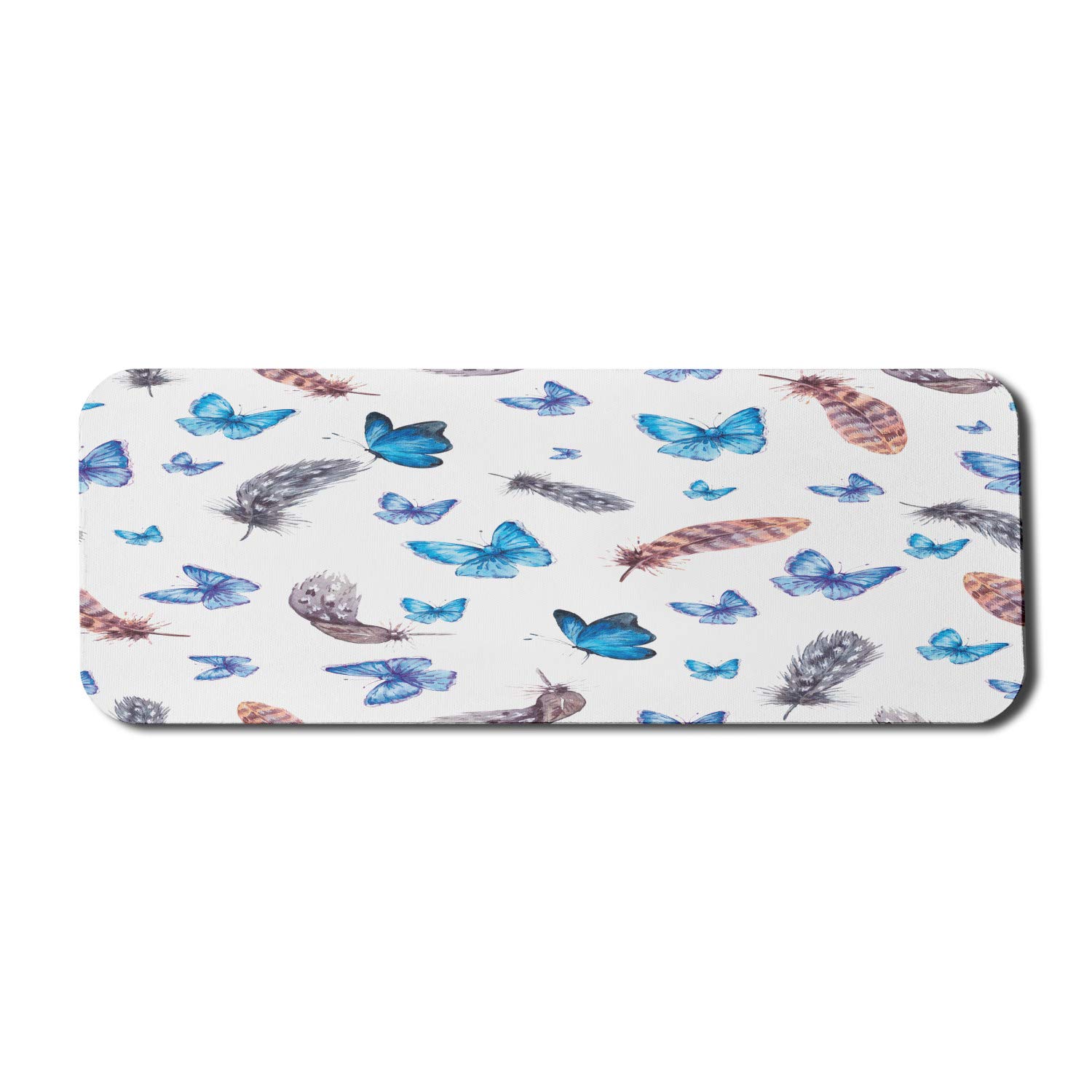 Ambesonne Vintage Watercolor Butterfly Mouse Pad - Non-Slip Rubber Gaming Mouse Mat with Feather & Butterfly Design, 31