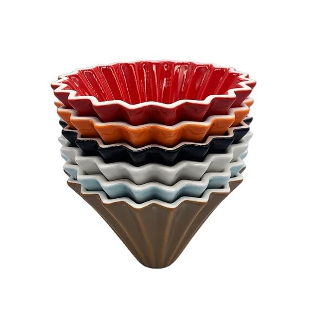 Ceramic Origami Filter Cup - Manual Pour Over Coffee Maker for Home, Cafe & Camping | Non-Electric Coffee Dripper with Reusable Filter | Perfect Coffee Gift (Orange) | Enjoy Specialty Brews Anywhere