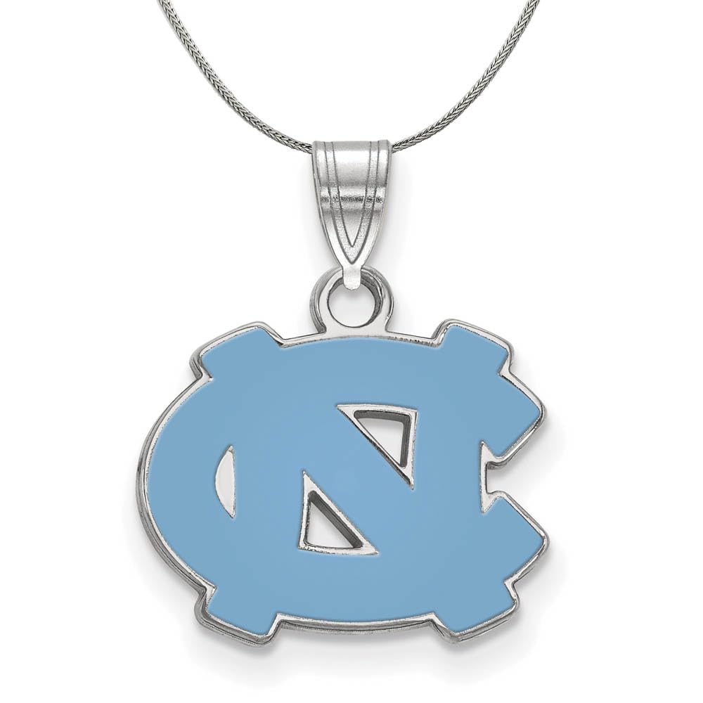 Black Bow Sterling Silver North Carolina Small Enamel Pendant Necklace - Elegant Jewelry Gift for Women, Perfect for Everyday Wear & Special Occasions