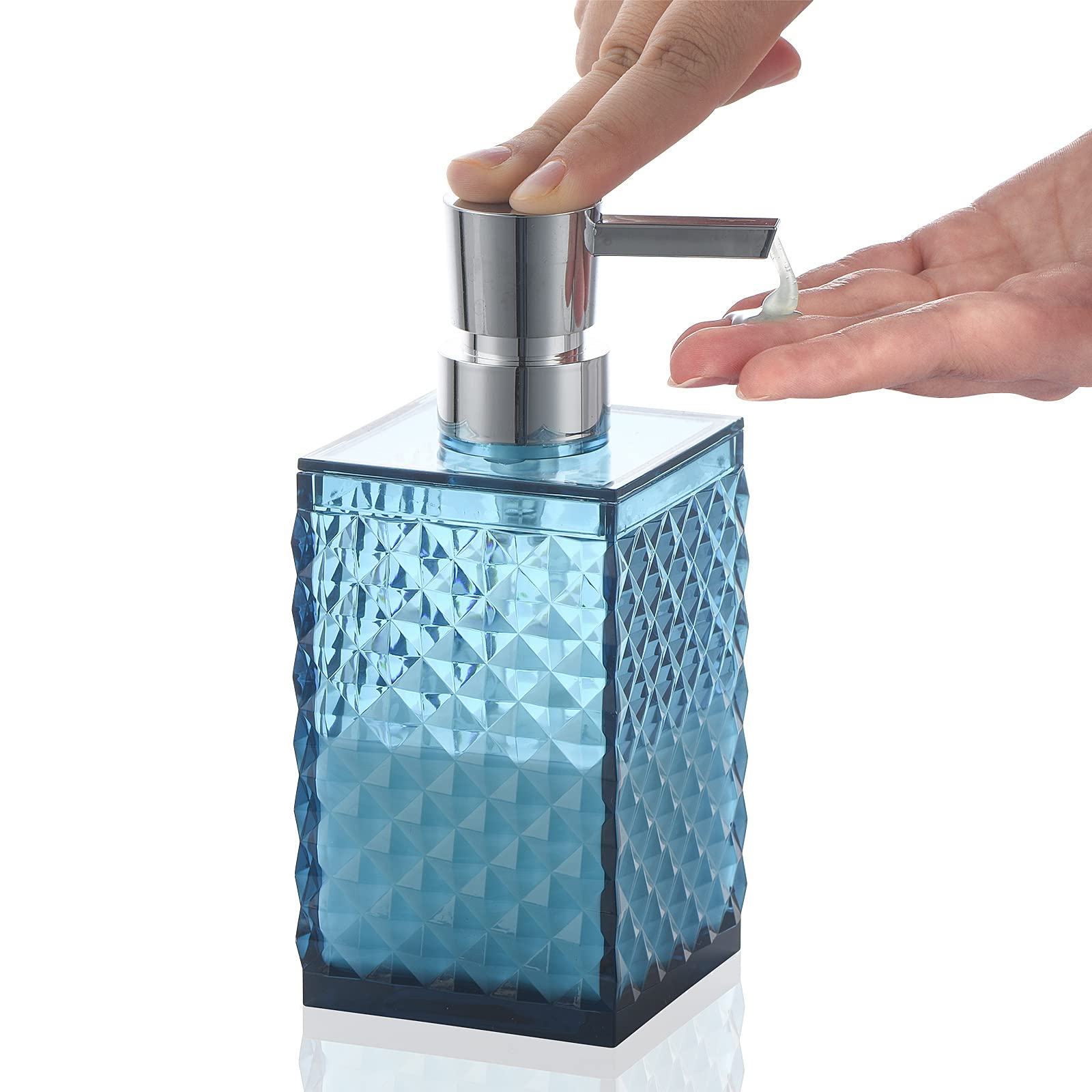 6-Piece Acrylic Bathroom Accessories Set - Toothbrush Holder, Cup, Soap Dispenser, Toilet Brush with Holder & Soap Dish | Modern Bathroom Decor | Housewarming Gift (Blue) | Perfect for Guest Bathrooms, Apartments & Home Renovations