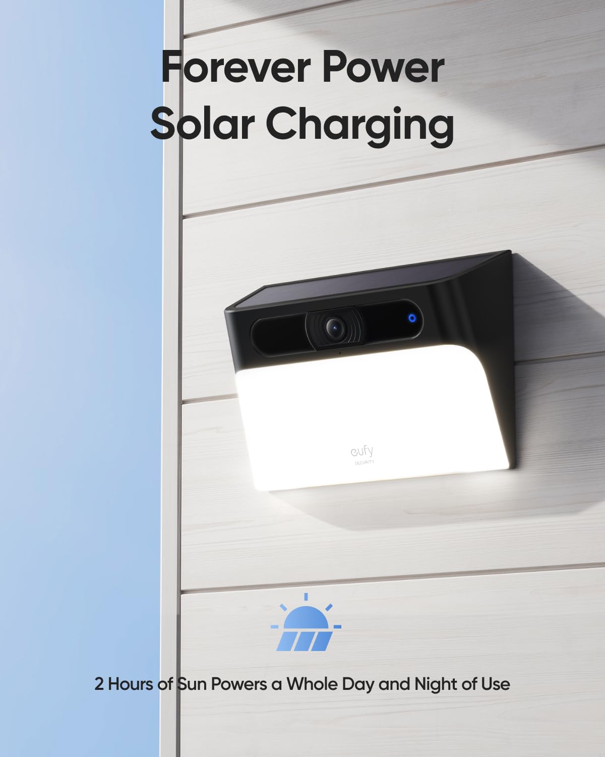 eufy Security Solar Wall Light Cam S120 - 2K Wireless Outdoor Security Camera with Forever Power, Motion Activated Light & AI Detection | IP65 Waterproof Solar Spotlight Camera, No Monthly Fees (Renewed) - Perfect for Home Security, Backyard Monitoring & Nighttime Property Protection