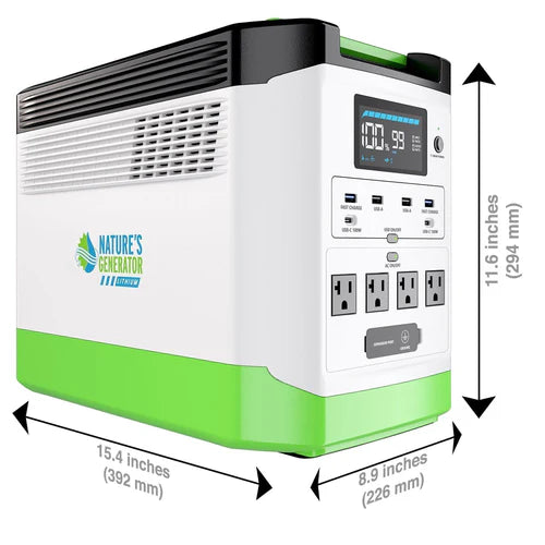 Natures Generator Lithium 1800 Platinum WE - Portable Solar Power Generator for Camping, RV, Emergencies & Off-Grid Living