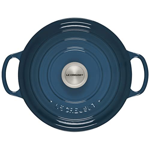 Le Creuset 4.5 Quart Enameled Cast Iron Dutch Oven - Signature Round Cookware in Deep Teal | Perfect for Braising, Stewing, Baking & Slow Cooking
