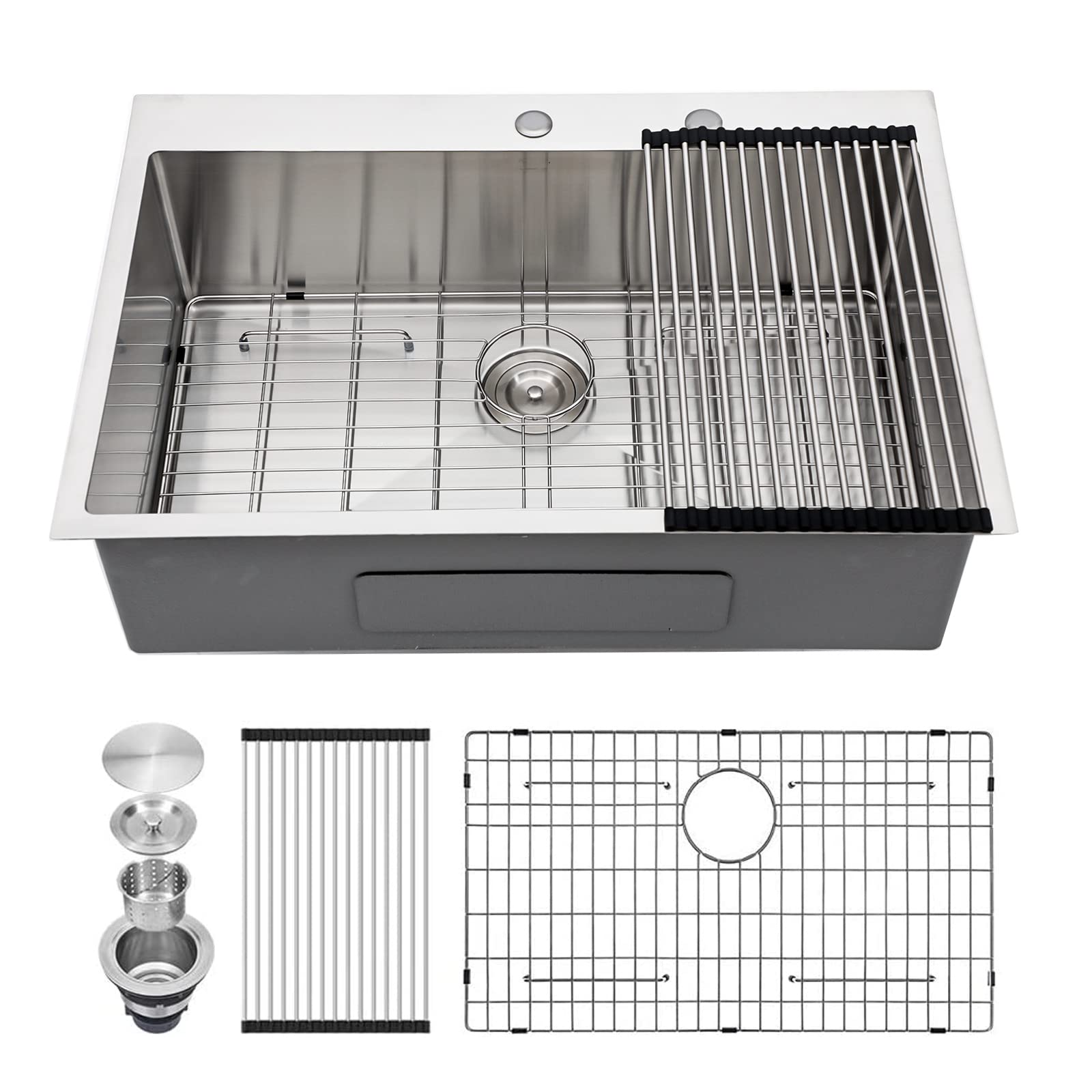30 Inch Stainless Steel Topmount Kitchen Sink - Sarlai 16 Gauge Deep Single Bowl Basin with Round Corners, Ideal for Modern Home Kitchens and Renovations