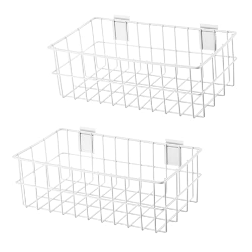 2 Pack White Slatwall Baskets 13.5