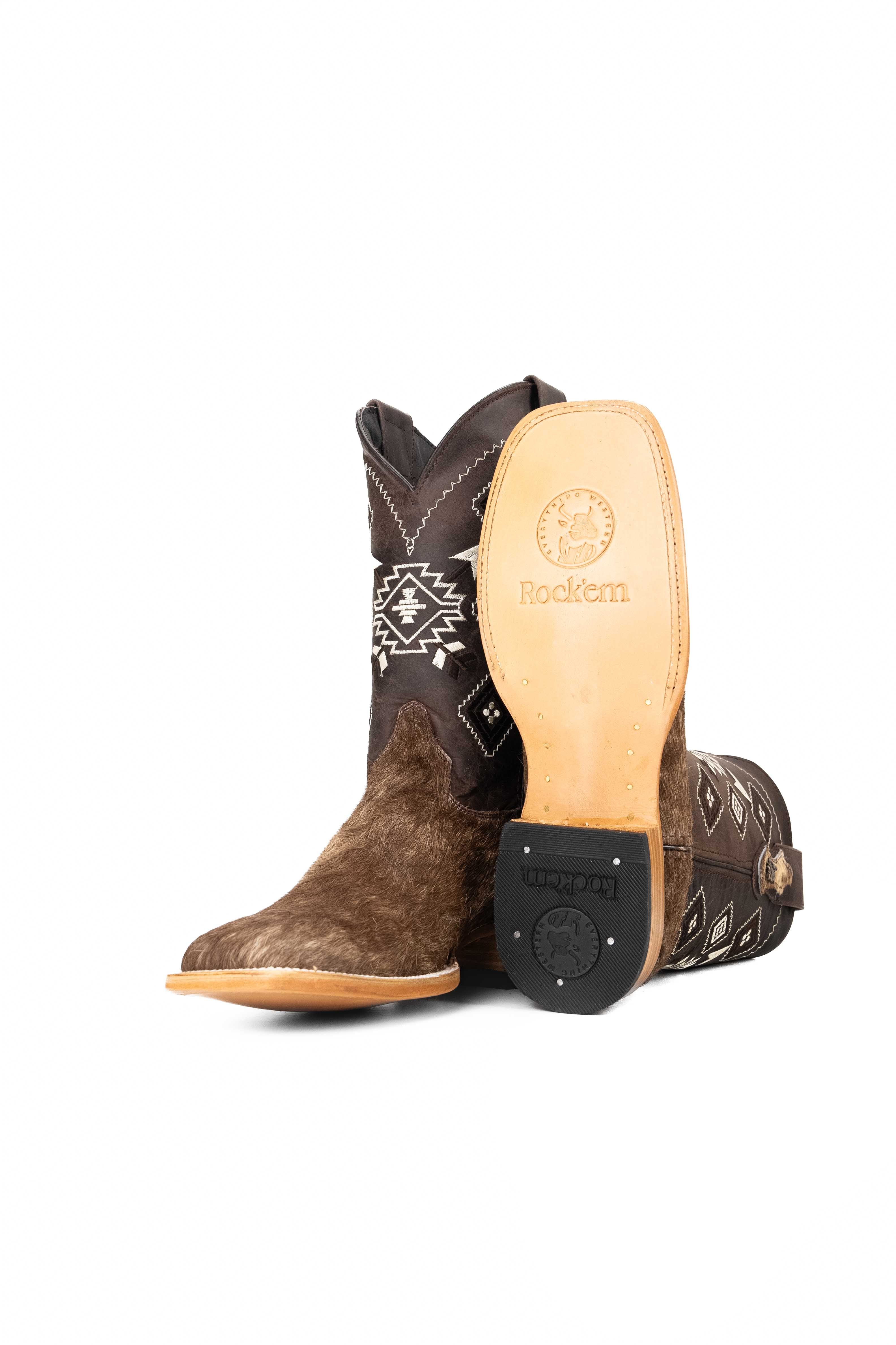 Authentic Men's Cowhide Square Toe Cowboy Boots - Size 10 Western Boots for Men - Durable Leather Work Boots - Perfect for Rodeo, Country Dancing & Outdoor Adventures