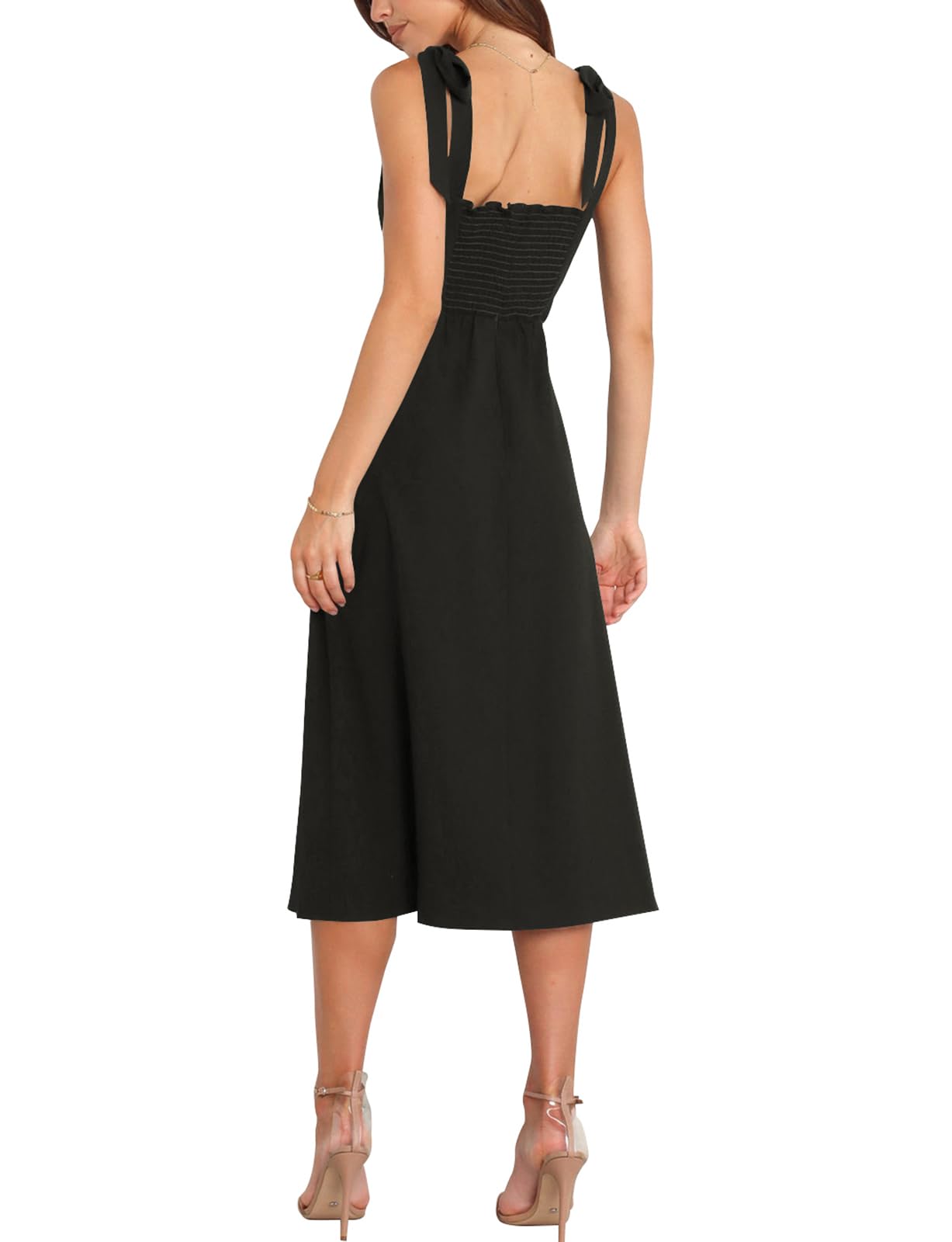 Elegant Square Neck Bridesmaid Dresses for Women - Split Midi Formal Cocktail Party Dress for Wedding Guest, Evening Events & Special Occasions