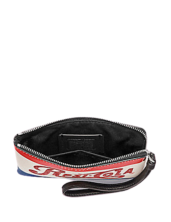 Coach Corner Zip Wristlet with Pepsi Cola Motif - Stylish Crossbody Bag for Women, Perfect for Parties, Shopping & Travel Accessories