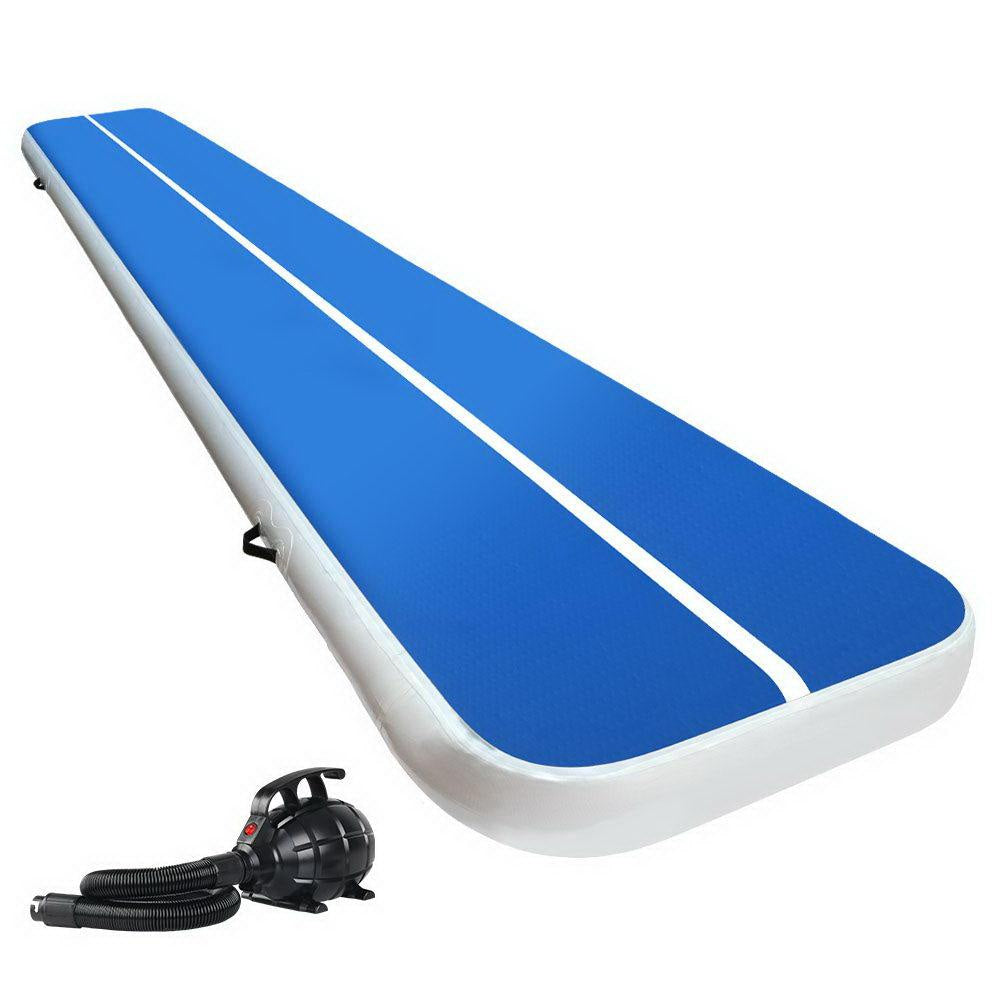 5X1M Inflatable Air Track Mat - 20CM Thick Gymnastics Tumbling Mat with Pump - Blue - Perfect for Home Gym, Cheerleading Practice & Kids Play Area