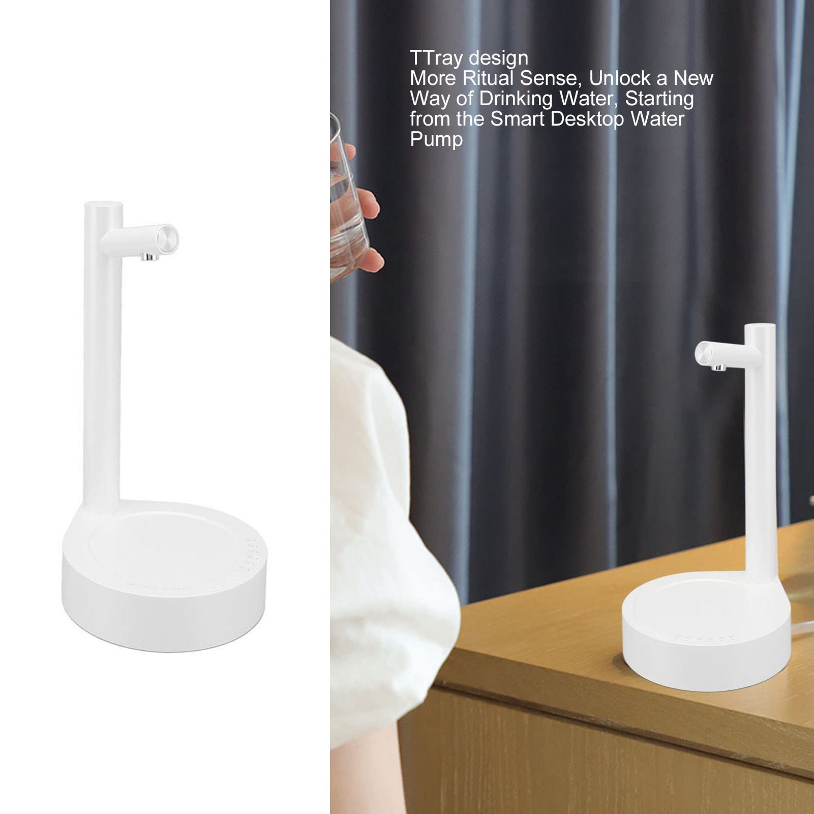 **Cordless Water Bottle Pump - Automatic Detachable Water Dispenser for Home, Kitchen, Office - Portable & Hands-Free Drinking Solution (White) - Perfect for Desks, Travel, and Outdoor Activities**