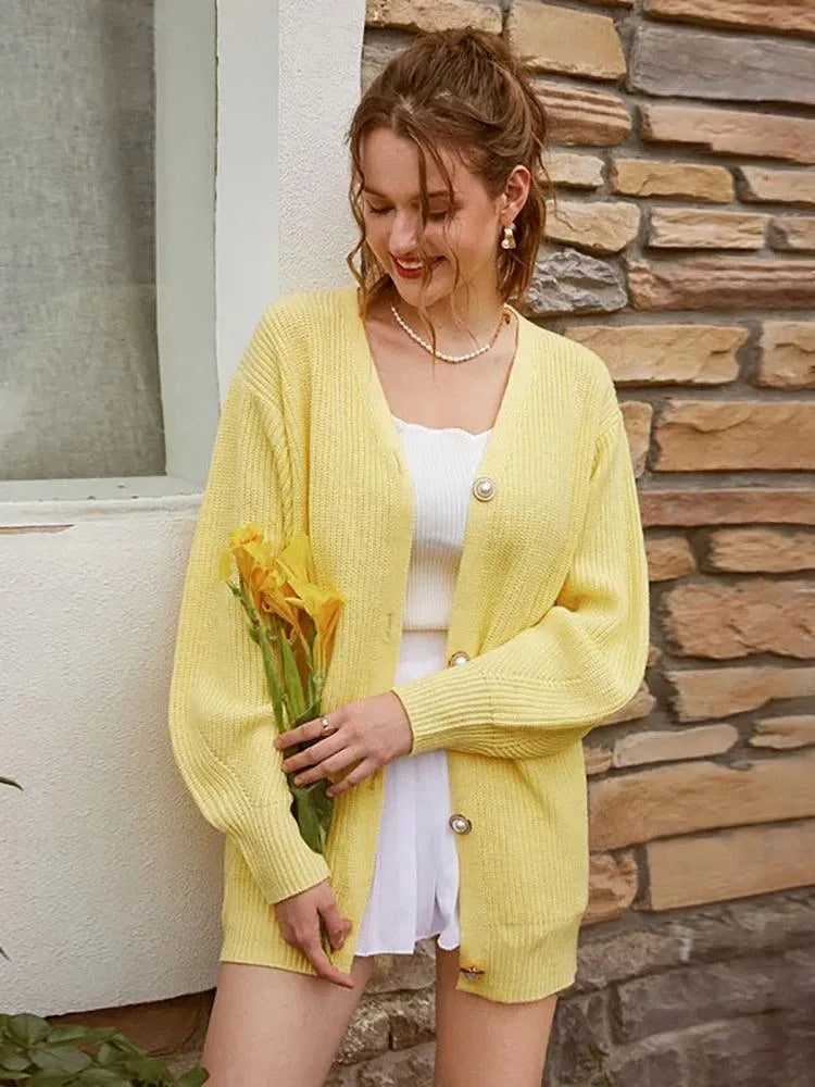 Lantern Sleeve Cardigan Sweater for Women - Cozy Knit Long Sleeve Open Front Wrap - Perfect for Fall, Winter & Layering Outfits