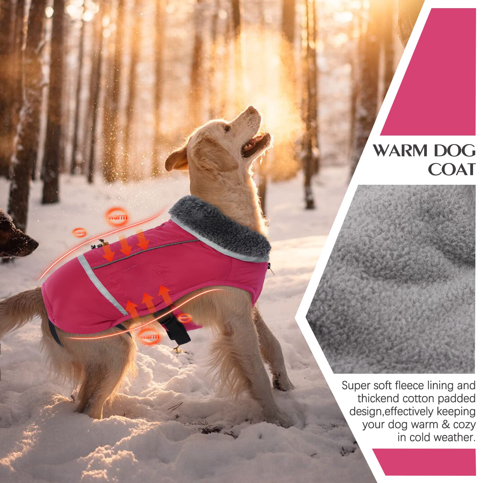 QBLEEV Reflective Waterproof Dog Winter Coat - Fleece-Lined Warm Dog Jacket with Turtleneck for Small, Medium & Large Dogs - Cold Weather Snowsuit for Outdoor Walks & Christmas Pet Apparel